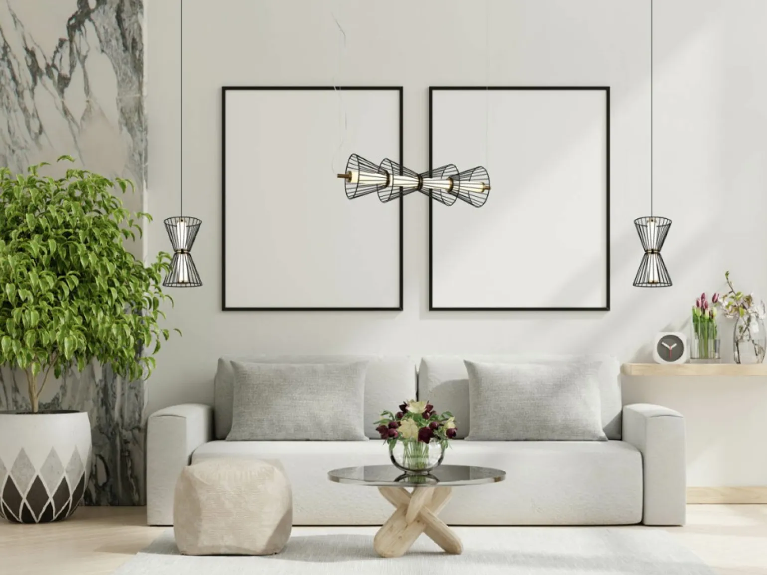 Discount Lampa LED z drucianym zdobieniem PND-63849-4-BK SANKE | Kaja Żyrandole Nowoczesne