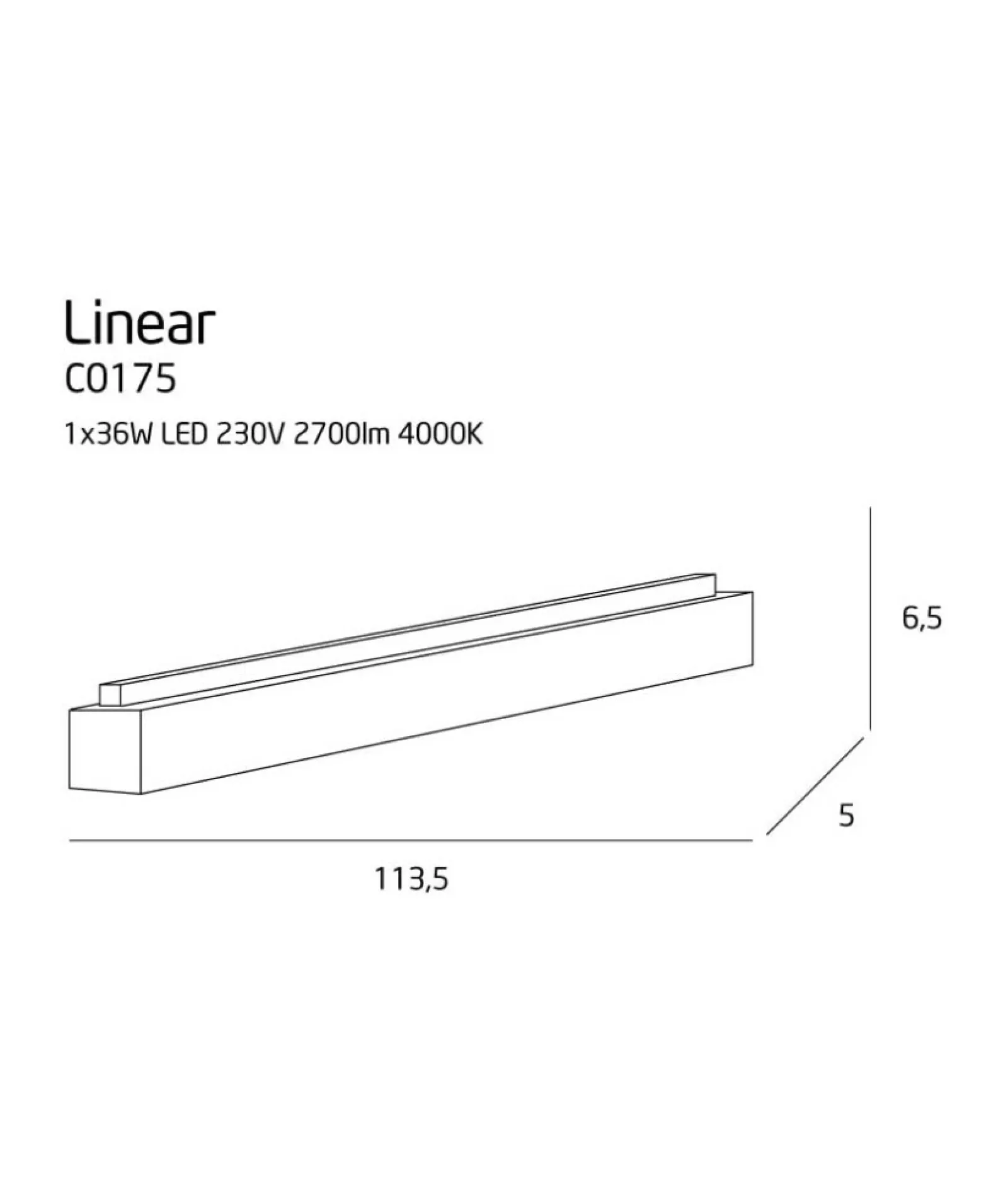 Sklep Kaja Lampa listwa LED ze ściemniaczem 113,5cm MX C0175D LINEAR | Kaja* Lampy Led | Plafony Nowoczesne