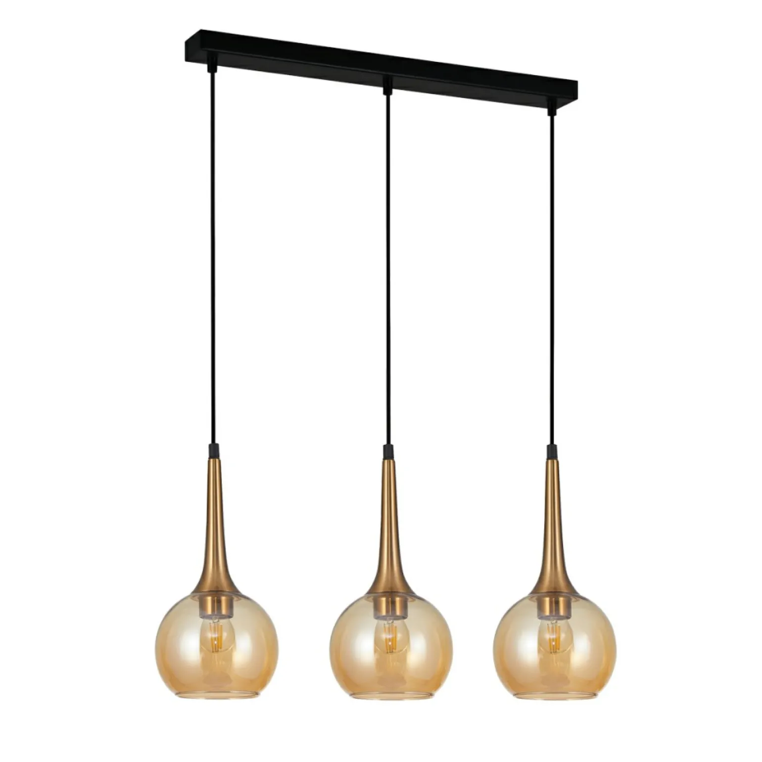 Discount Lampa na listwie, bursztynowe klosze PND-42361-3-BRO-AMB serii FAVERA Żyrandole Nowoczesne