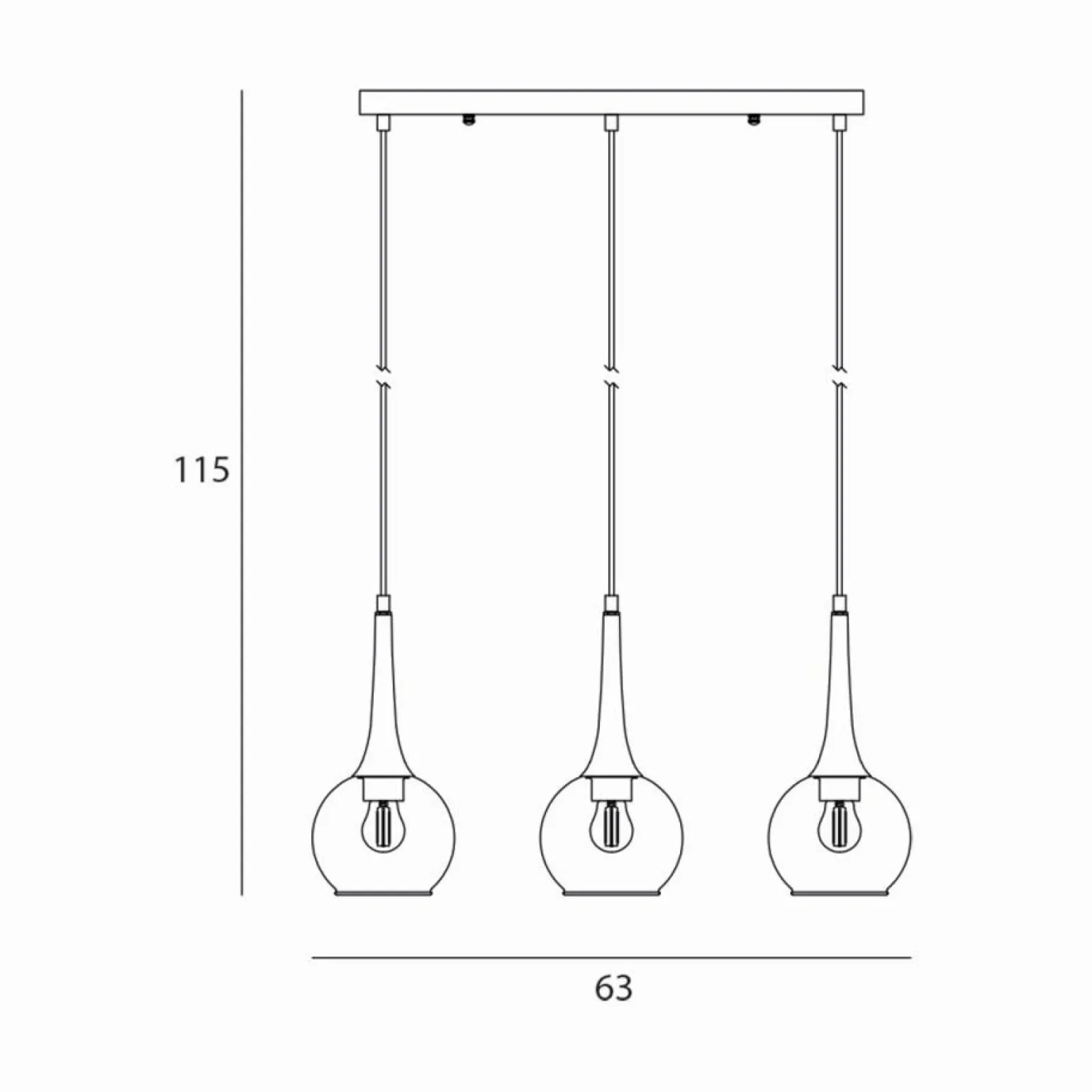 Discount Lampa na listwie, bursztynowe klosze PND-42361-3-BRO-AMB serii FAVERA Żyrandole Nowoczesne