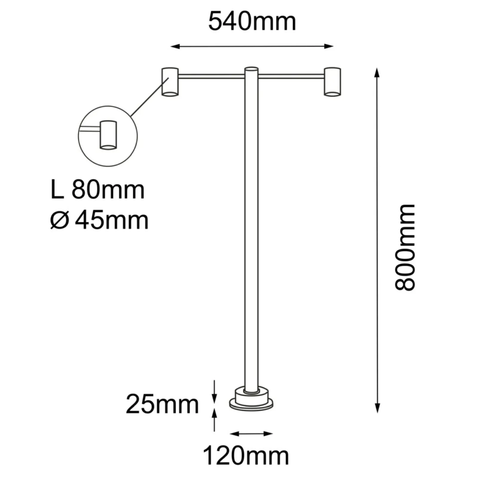 Sklep Kaja Lampa ogrodowa z dwoma ramionami 80cm ANT 9922 NISEKO | Kaja* Lampy Ogrodowe Stojące