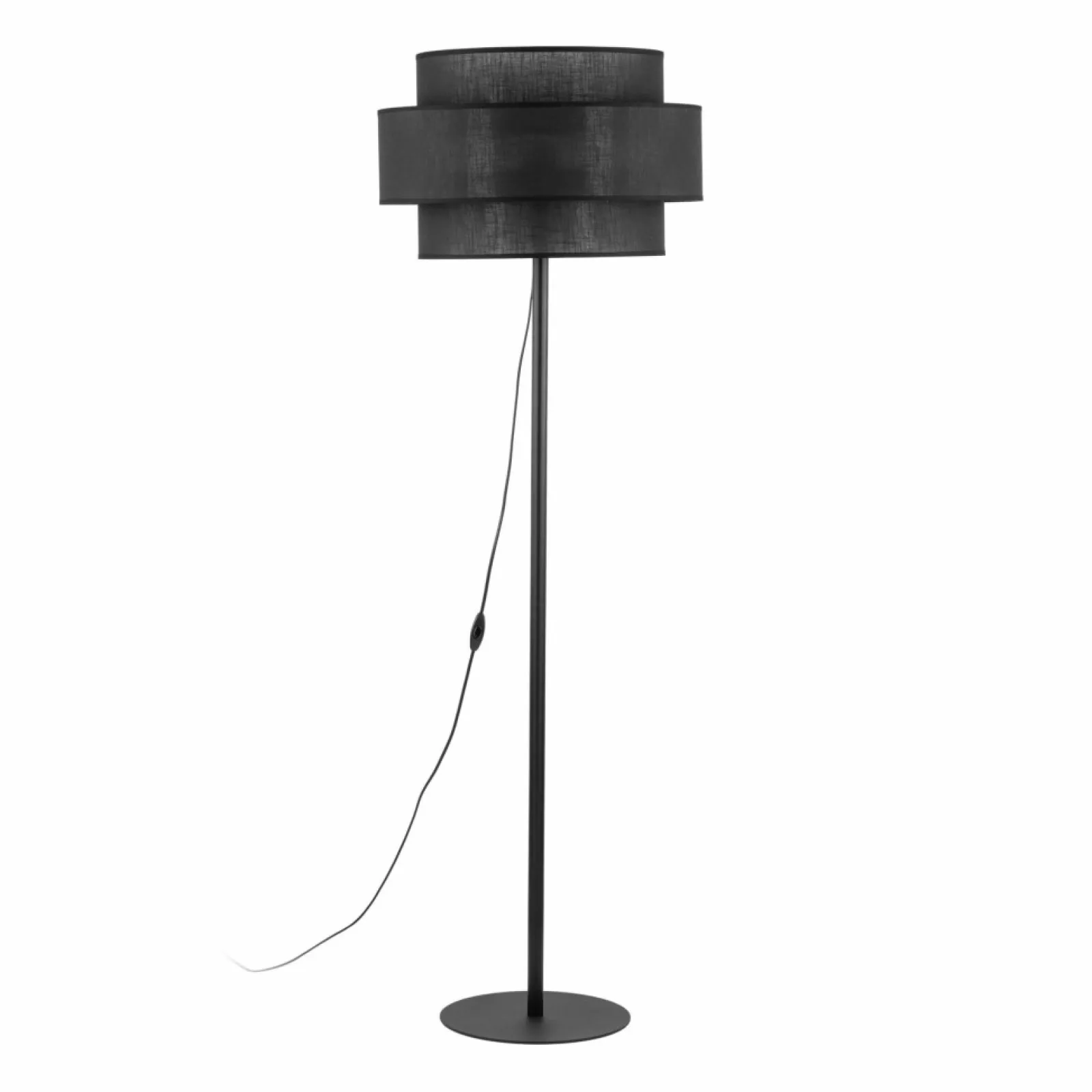 Sklep Kaja Lampa stojąca z podwójnym abażurem TK 5896 CALISTO BLACK | Kaja* Lampy Podłogowe Z Abażurem | Tradycyjne Lampy Podłogowe