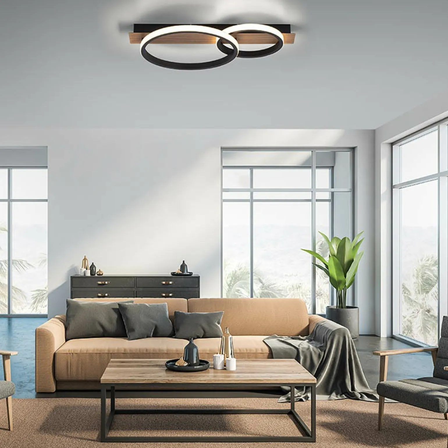 Sale Lampa sufitowa - dwa okręgi LED 15615-78 z serii TROOPER | Kaja Żyrandole Nowoczesne