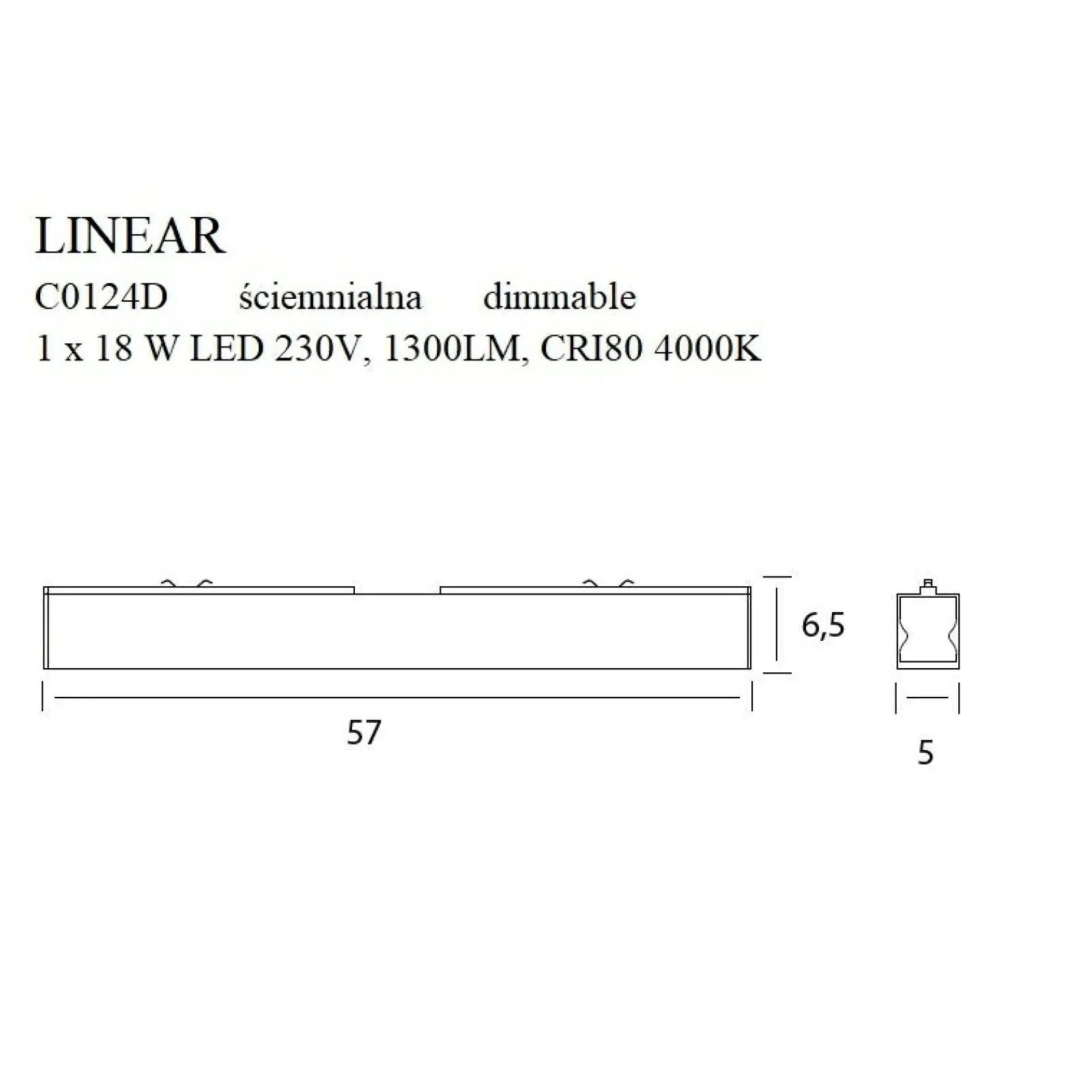 Sklep Kaja Lampa sufitowa LED ze ściemniaczem 57cm MX C0124D LINEAR | Kaja* Lampy Led | Plafony Nowoczesne