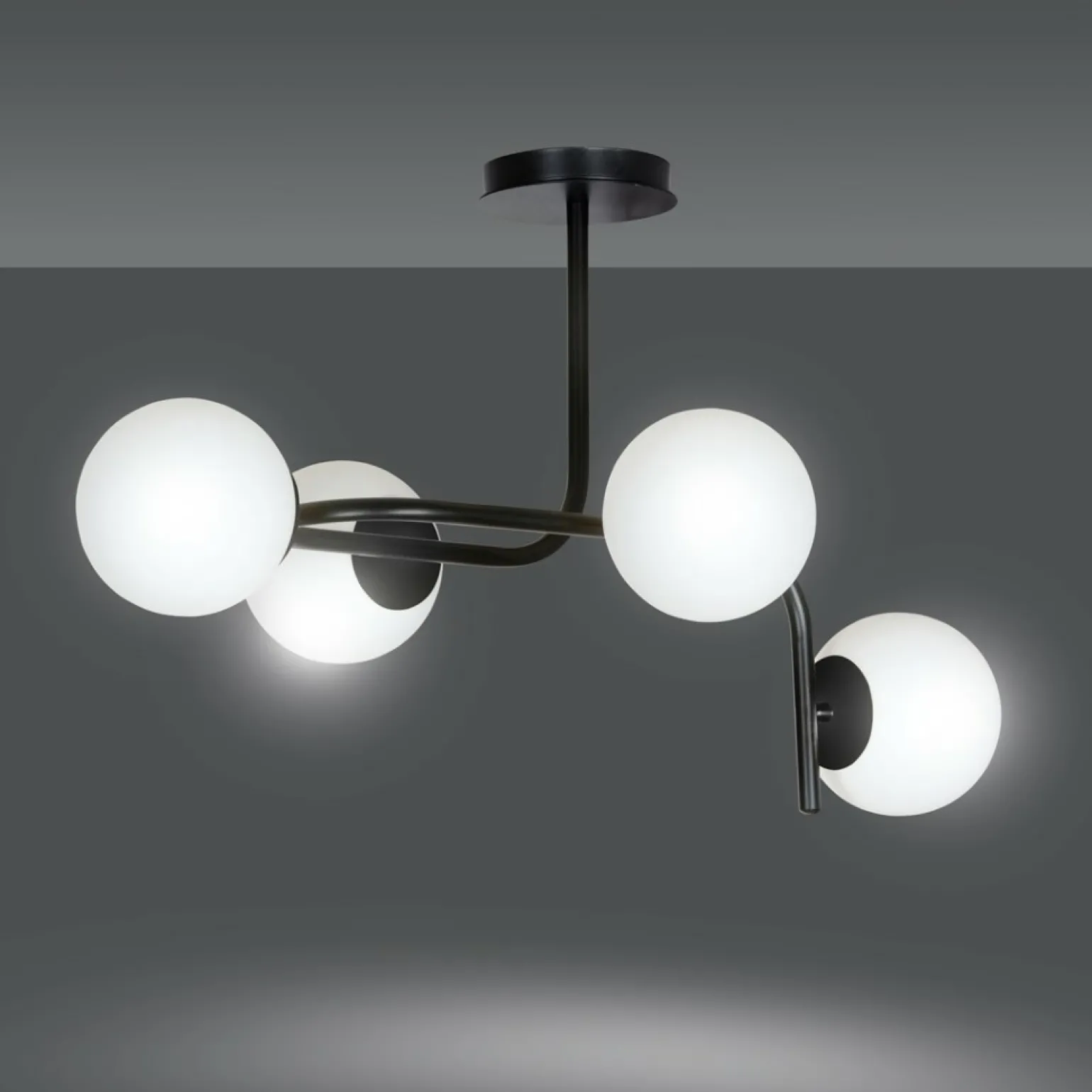Best Sale Lampa sufitowa o obłym kształcie, białe klosze 1030/4A KALF | Kaja Żyrandole Nowoczesne
