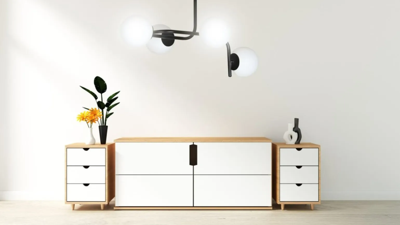 Best Sale Lampa sufitowa o obłym kształcie, białe klosze 1030/4A KALF | Kaja Żyrandole Nowoczesne