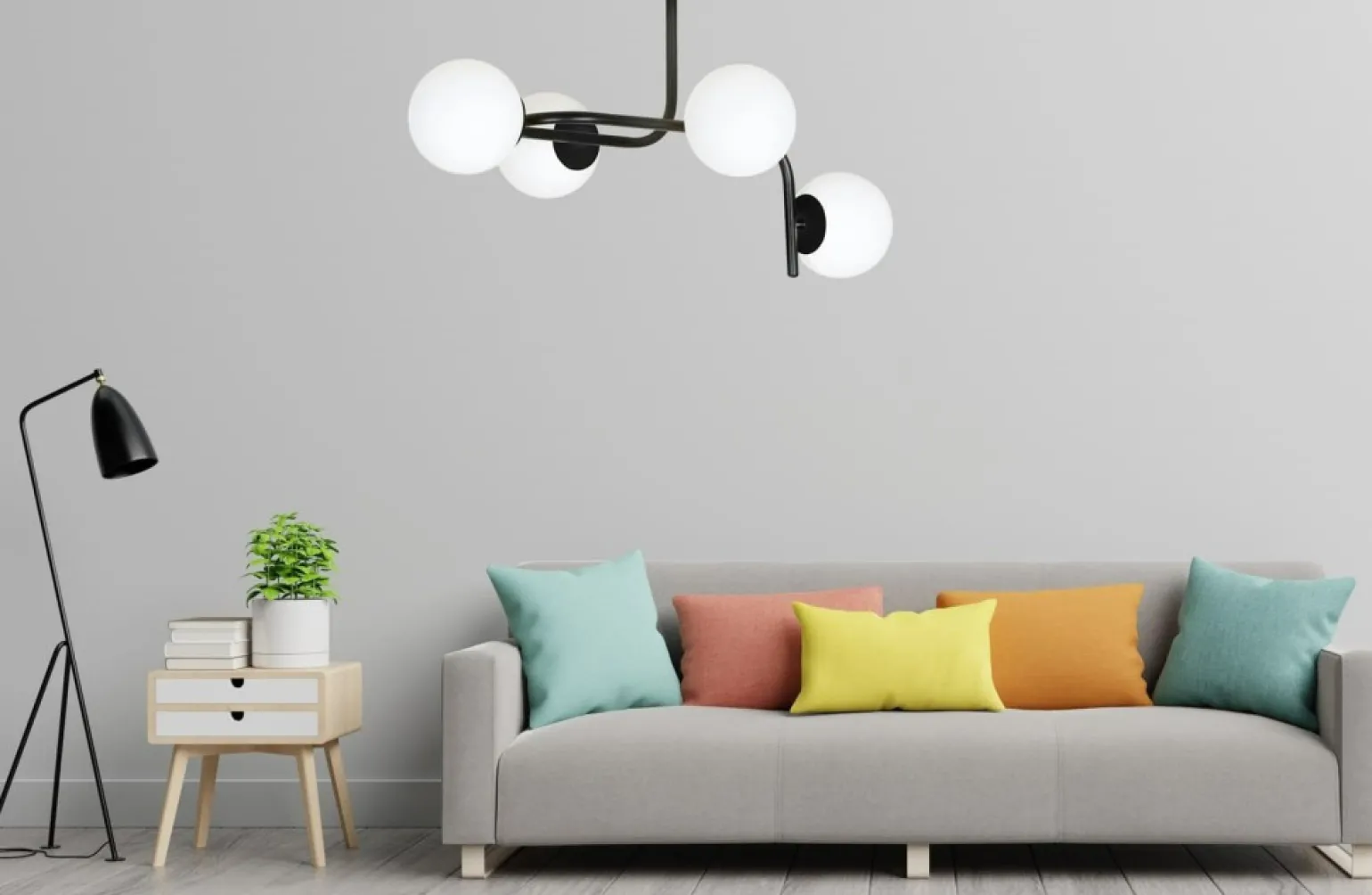 Best Sale Lampa sufitowa o obłym kształcie, białe klosze 1030/4A KALF | Kaja Żyrandole Nowoczesne