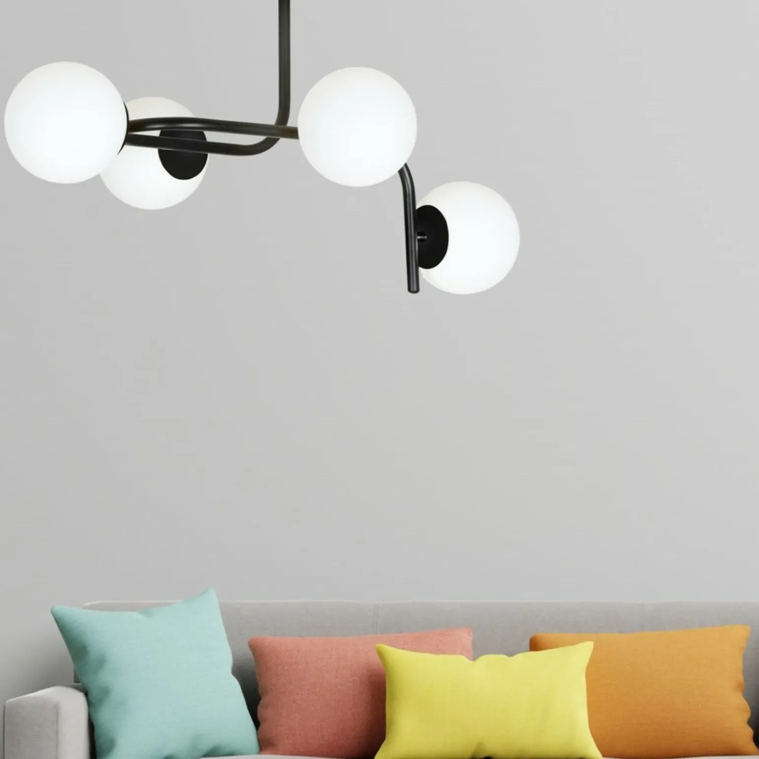 Best Sale Lampa sufitowa o obłym kształcie, białe klosze 1030/4A KALF | Kaja Żyrandole Nowoczesne