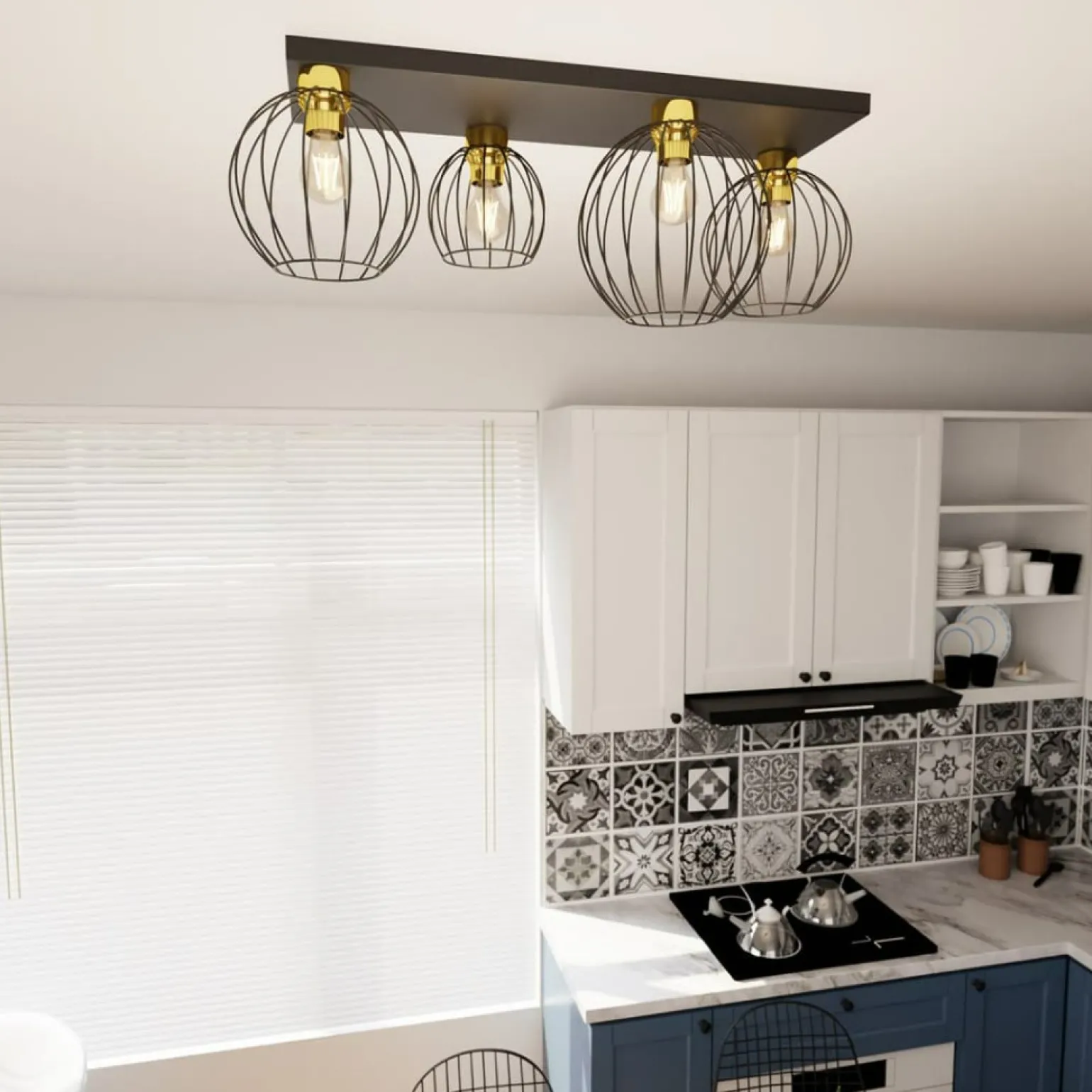 Sale Lampa sufitowa w kolorze czerni i złota 1370/4 z serii NEST Żyrandole Nowoczesne