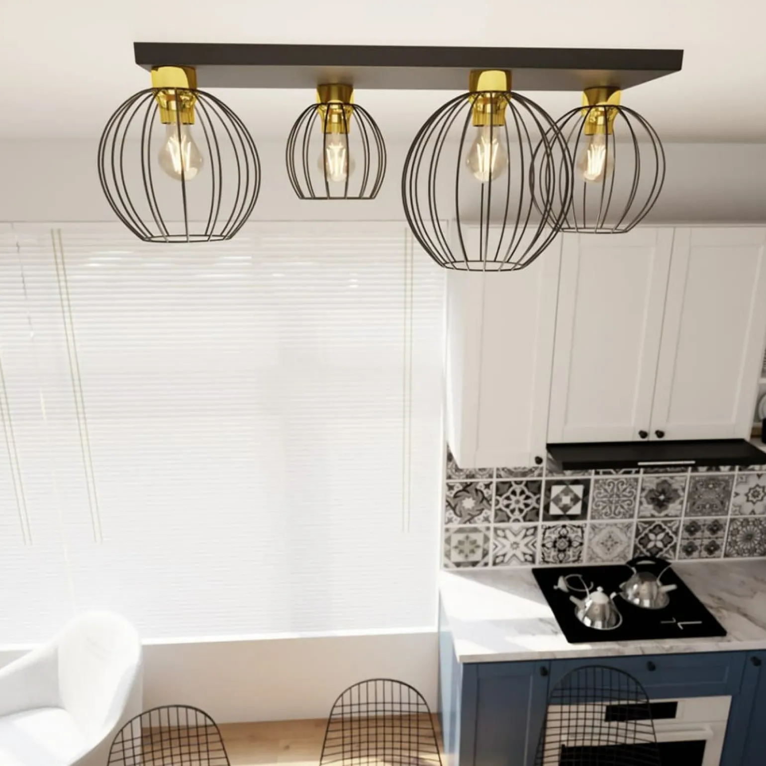 Sale Lampa sufitowa w kolorze czerni i złota 1370/4 z serii NEST Żyrandole Nowoczesne