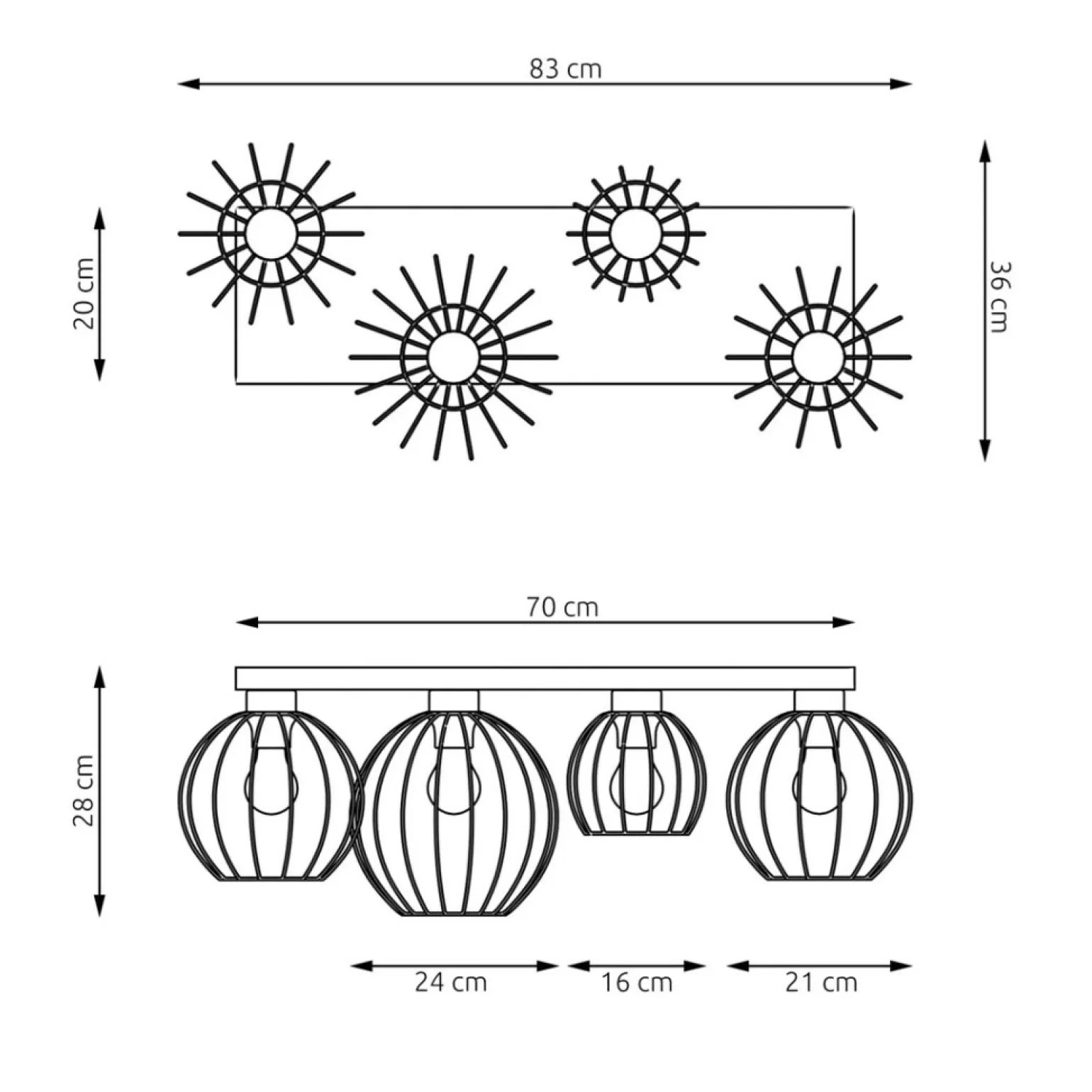 Sale Lampa sufitowa w kolorze czerni i złota 1370/4 z serii NEST Żyrandole Nowoczesne