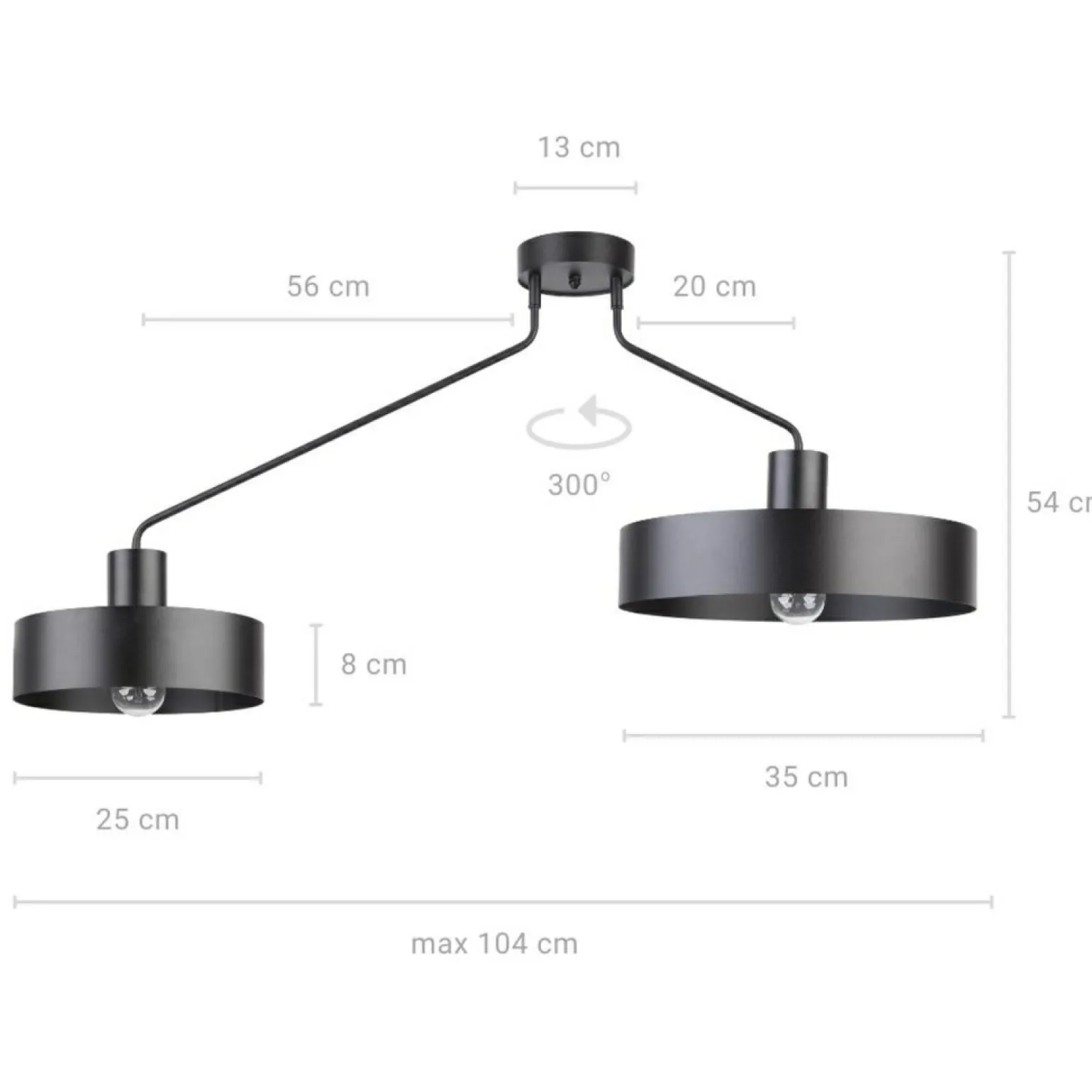 Best Lampa sufitowa z asymetrycznymi kloszami SIG 31531 z serii JUMBO Żyrandole Nowoczesne