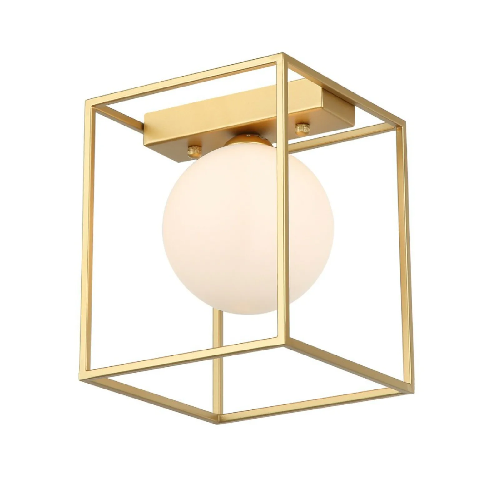 Sale Lampa sufitowa złoty box z kloszem MXM-4582/1 GD MEDIAMO | Kaja Żyrandole Nowoczesne