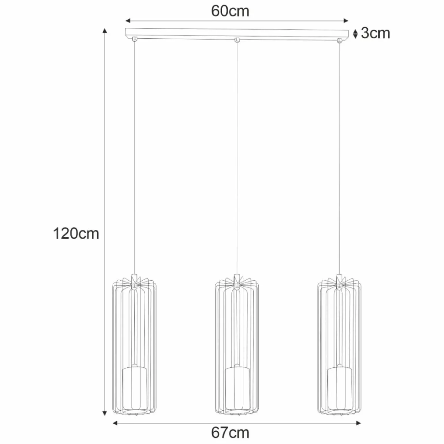 Sale Lampa wisząca - listwa z trzema żarówkami K-4936 | Kaja Oświetlenie Żyrandole Nowoczesne