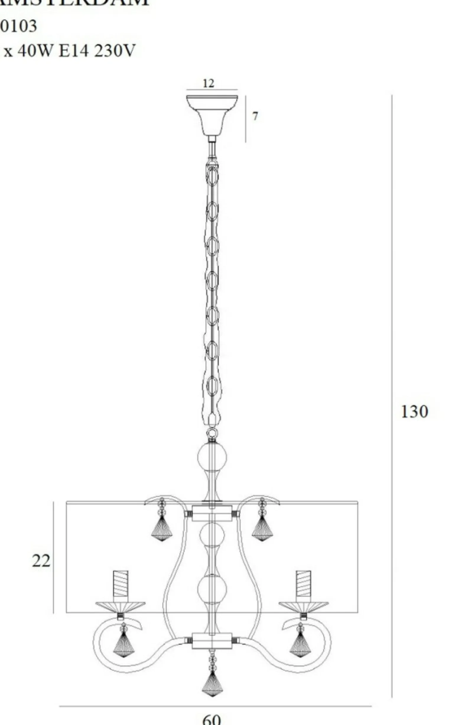 Store Lampa wisząca, abażur i kryształki MX P0103 AMSTERDAM | Kaja Żyrandole Nowoczesne