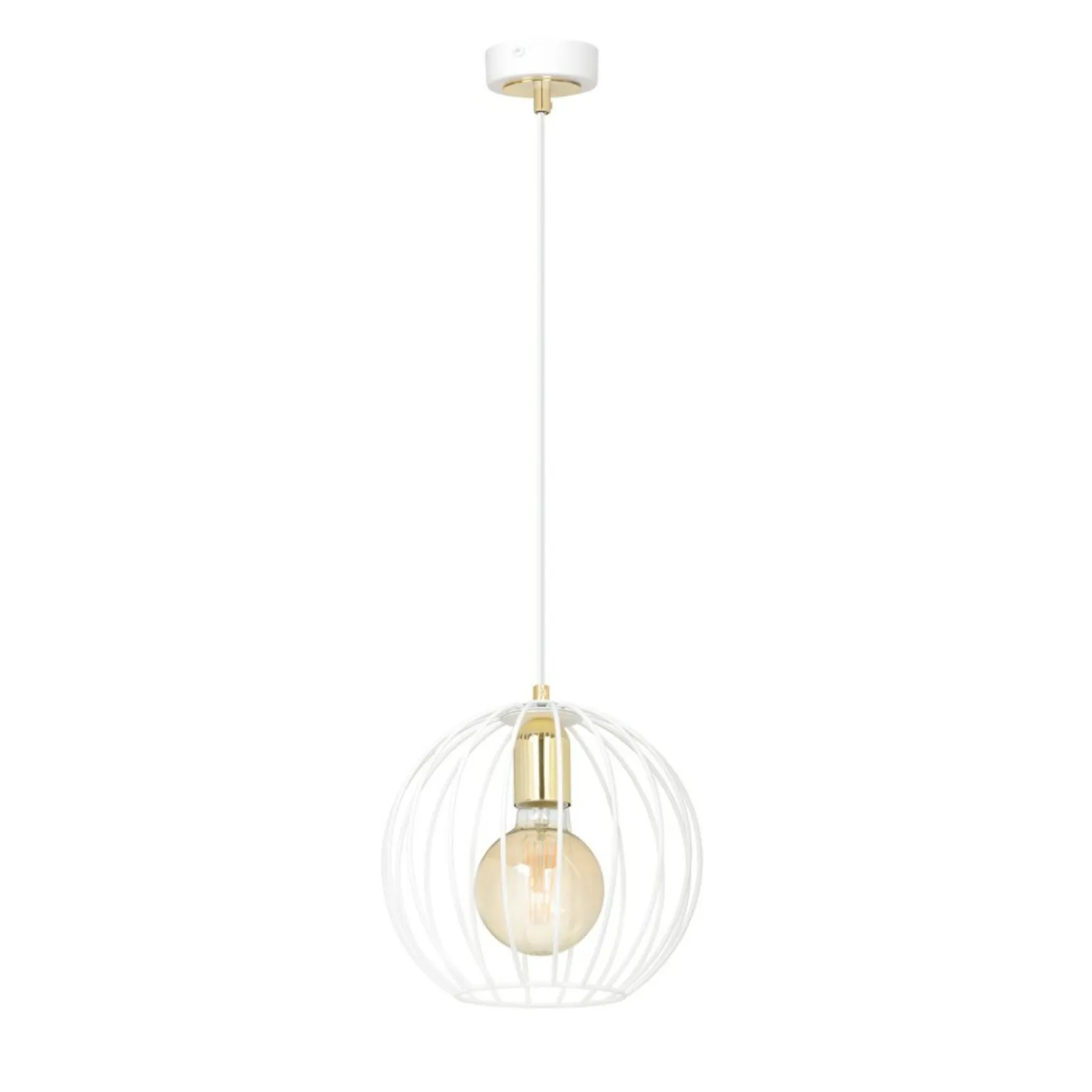 Sale Lampa wisząca biała oprawa i druciany klosz 145/1 | Kaja Oświetlenie Żyrandole Nowoczesne