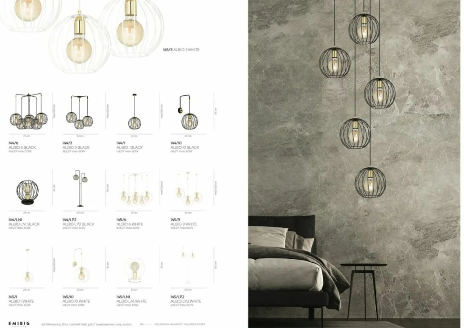 Sale Lampa wisząca biała oprawa i druciany klosz 145/1 | Kaja Oświetlenie Żyrandole Nowoczesne