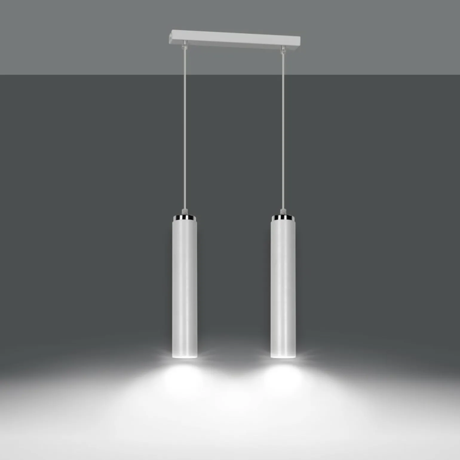 Hot Lampa wisząca biała z chromowanymi elementami 955/2 | Kaja Oświetlenie Żyrandole Nowoczesne