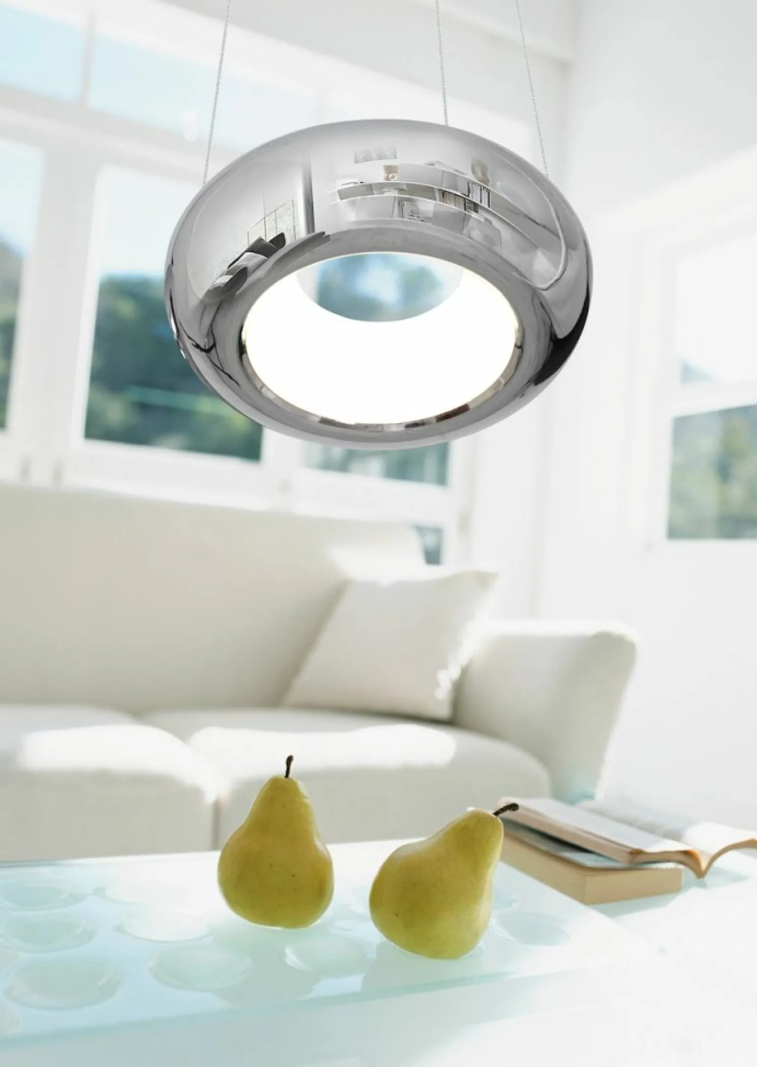 Fashion Lampa wisząca chromowany okrąg LED ML328 MERCURIO | Kaja Oświetlenie Żyrandole Nowoczesne