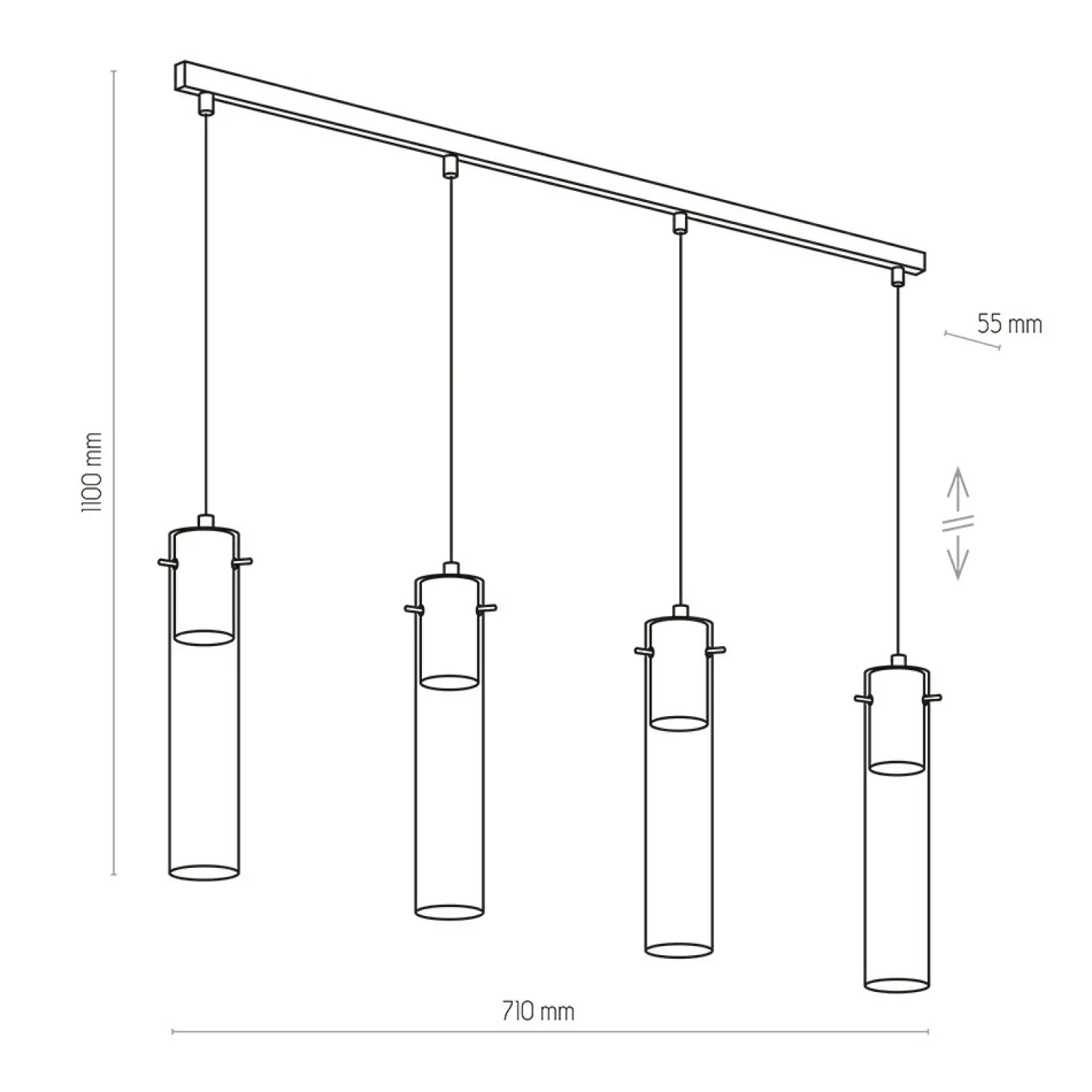 Best Sale Lampa wisząca na listwie, idealna nad stół TK 3205 z serii LOOK | Kaja Żyrandole Nowoczesne