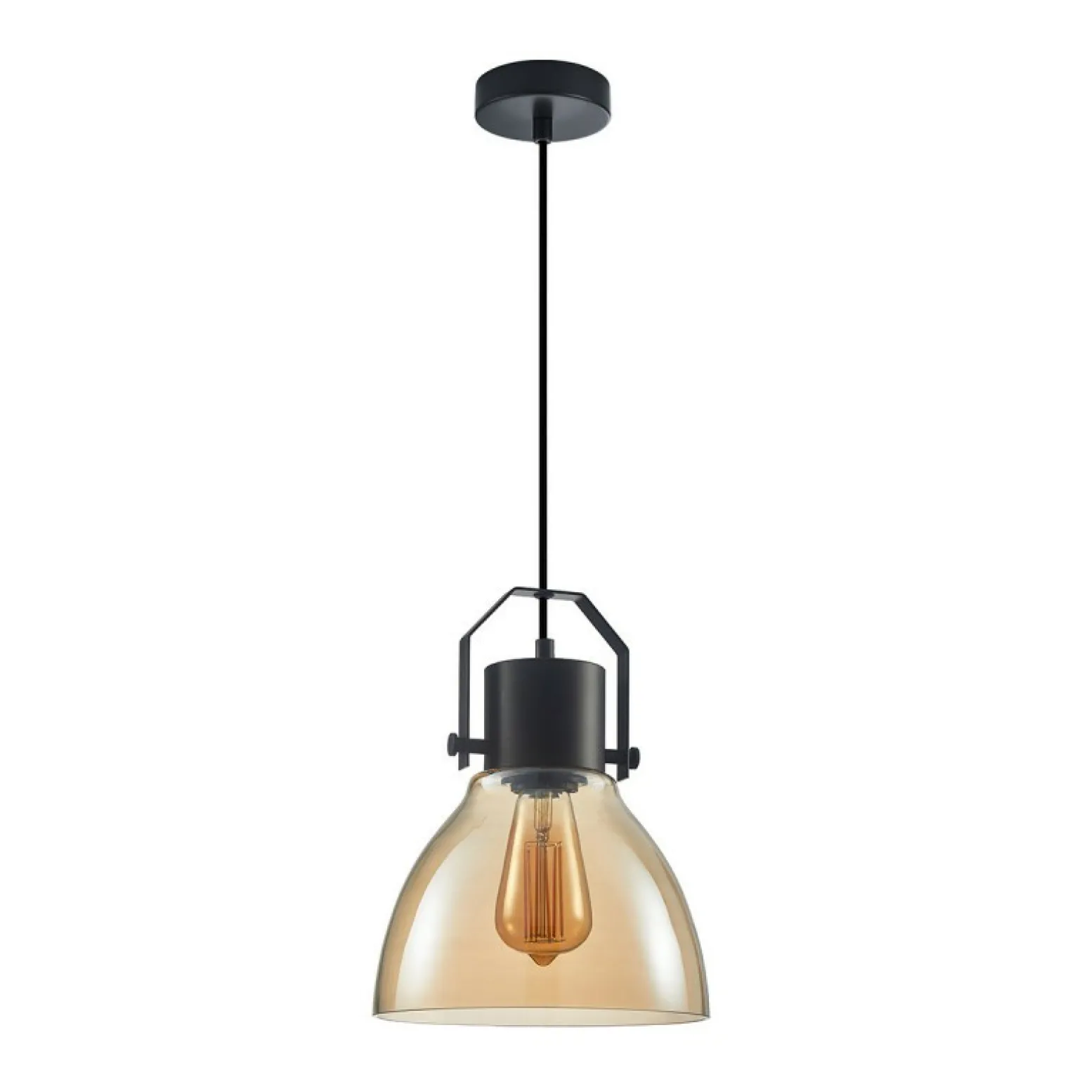 Fashion Lampa wisząca na regulowanym zwisie PND-22371-1-BK+AMB z serii DARLENA Żyrandole Nowoczesne