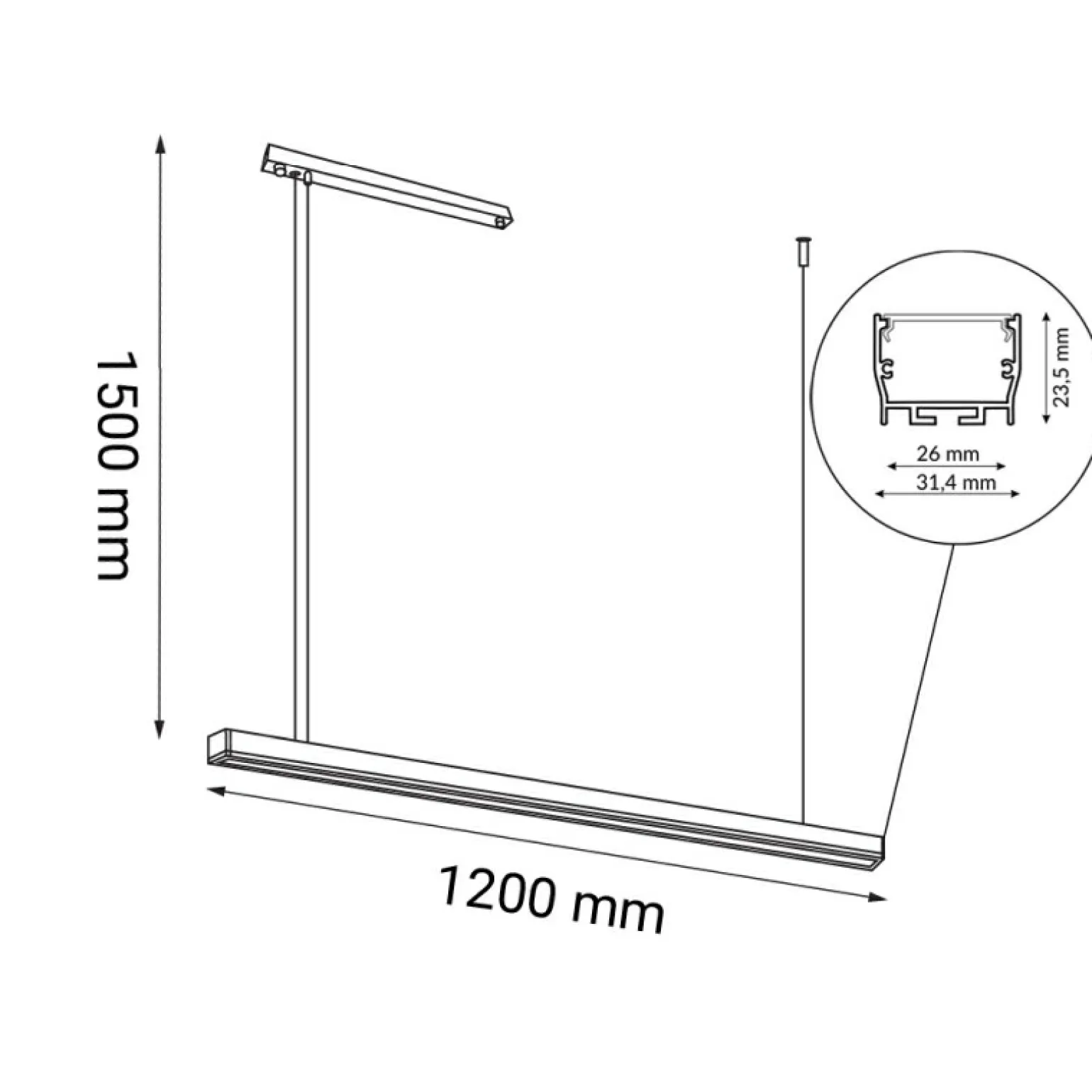 Sale Lampa wisząca pozioma listwa LED 120cm 4000K ANT 1851 HIATE | Kaja Żyrandole Nowoczesne