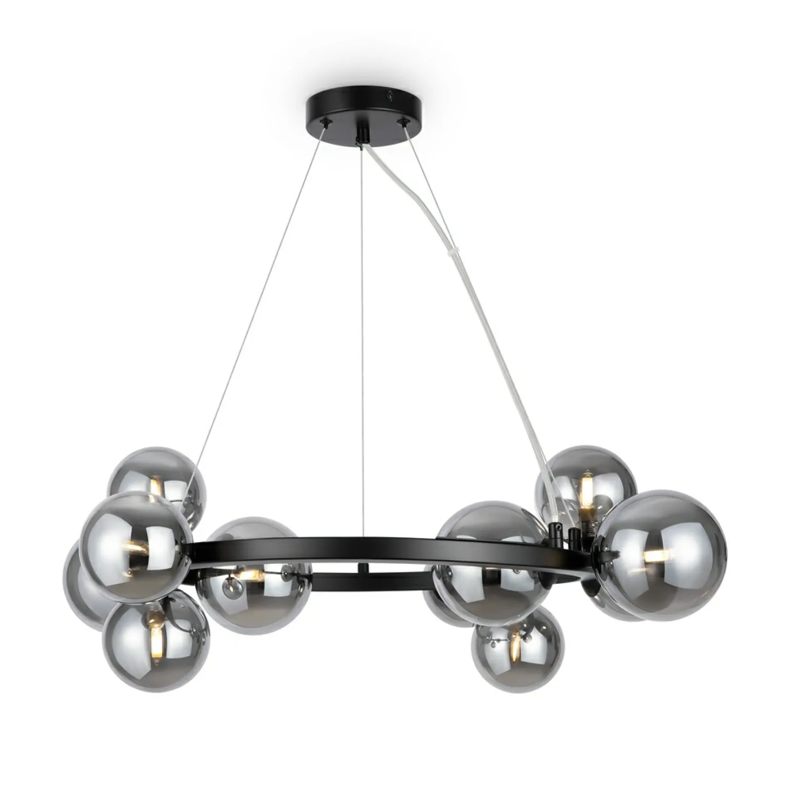 Fashion Lampa wisząca, ring z grafitowymi kloszami MOD545PL-11B z serii DALLAS Żyrandole Nowoczesne