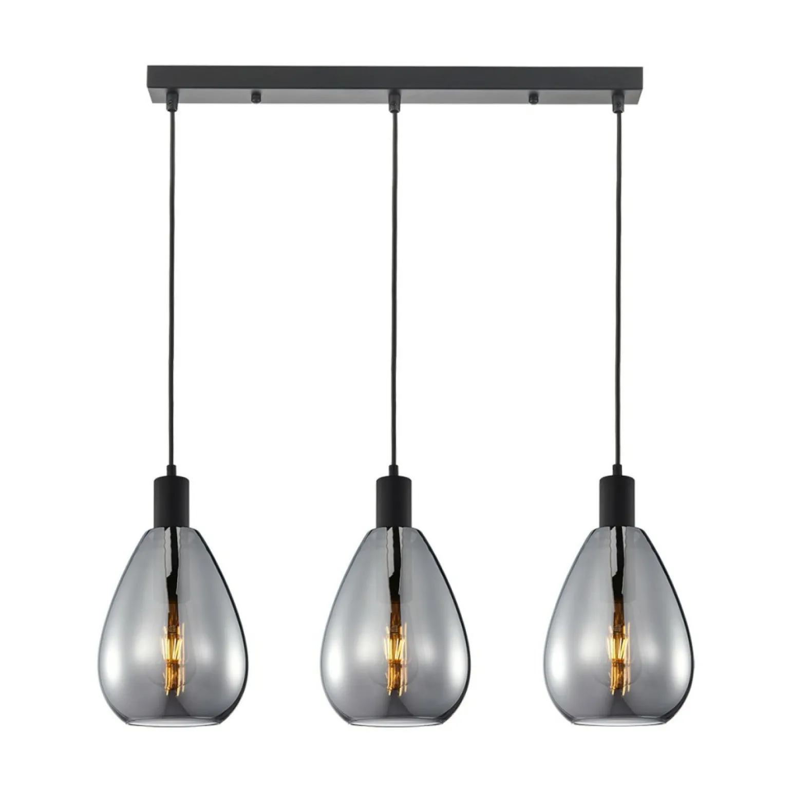 Cheap Lampa wisząca, trzy dymione klosze PND-27812-3-BK-SG z serii ZULO Żyrandole Nowoczesne