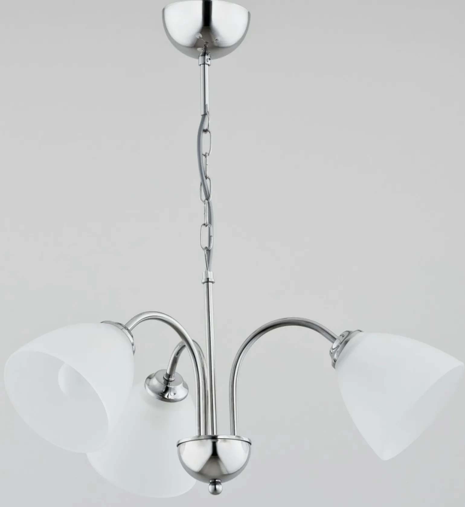 Sale Lampa wisząca w chromie, na 3 białe klosze AL 21253 | Kaja Żyrandole Nowoczesne