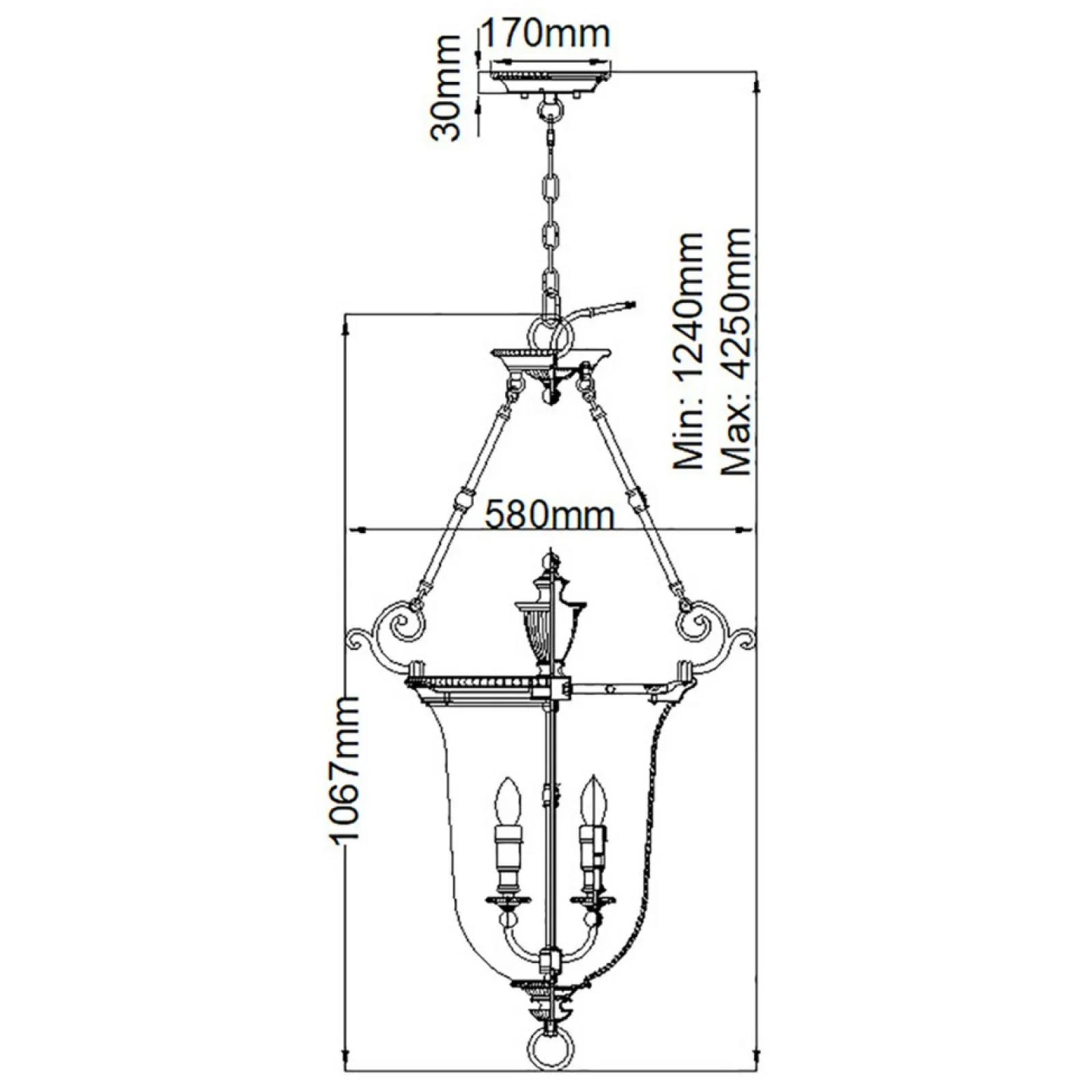 Sklep Kaja Lampa wisząca w pałacowym stylu HK-CAMBRIDGE-P-L z serii CAMBRIDGE* Randole Tradycyjne