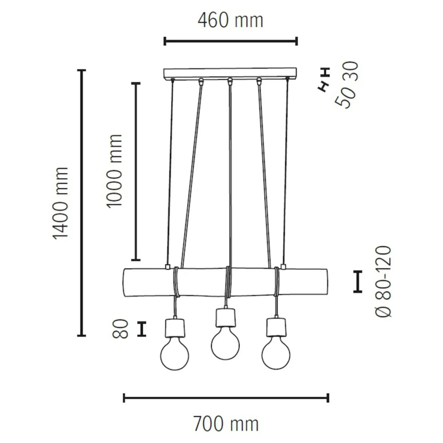 Hot Lampa wisząca z bejcowanym drewnem 68315351 TRABO PINO | Kaja Żyrandole Nowoczesne