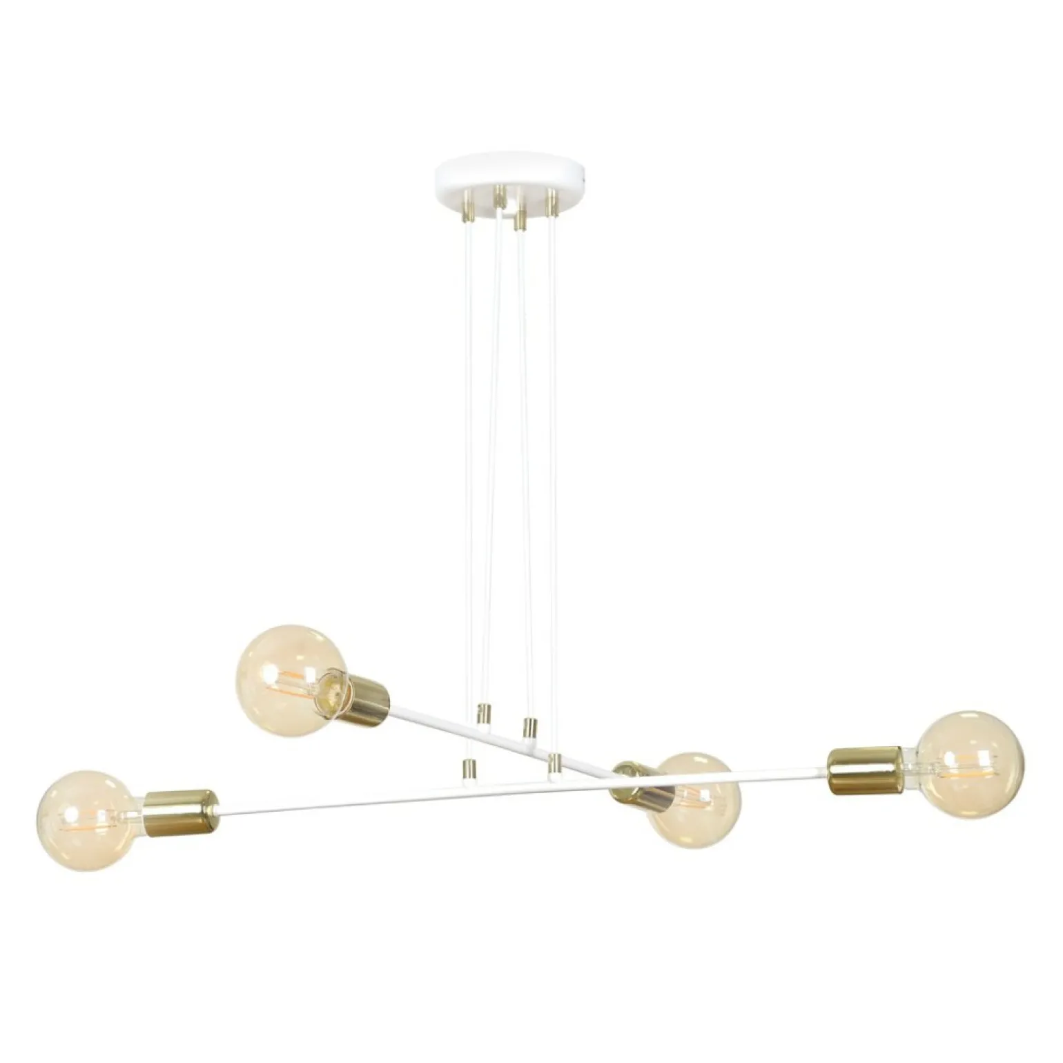 Cheap Lampa wisząca z białą oprawą ze złotym gwintem 786/4 | Kaja Żyrandole Nowoczesne