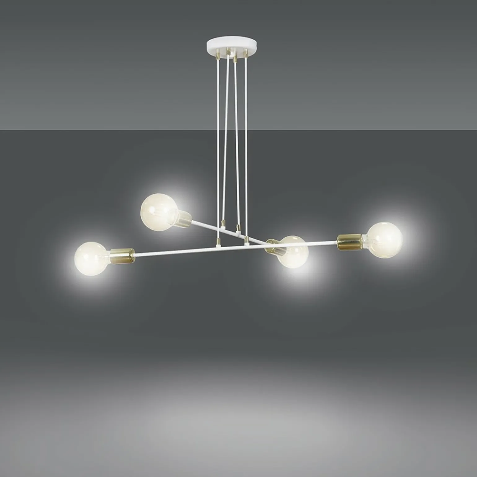 Cheap Lampa wisząca z białą oprawą ze złotym gwintem 786/4 | Kaja Żyrandole Nowoczesne