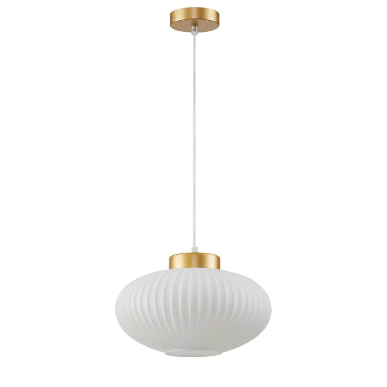 Clearance Lampa wisząca z białym, ryflowanym kloszem PND-52376-1-GD serii GROSTE Żyrandole Nowoczesne