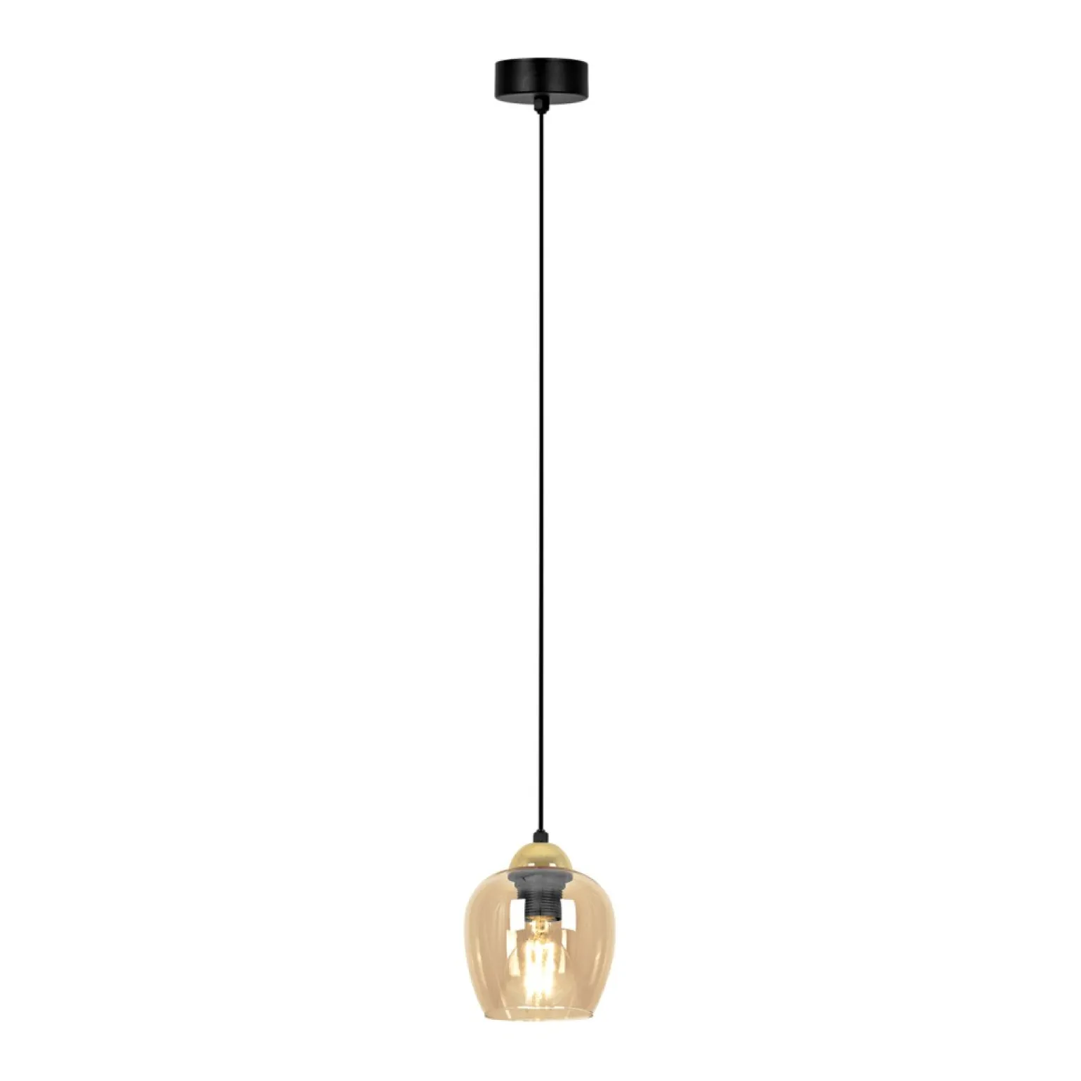 Best Lampa wisząca z bursztynowym kloszem K-5605 z serii TULA Żyrandole Nowoczesne