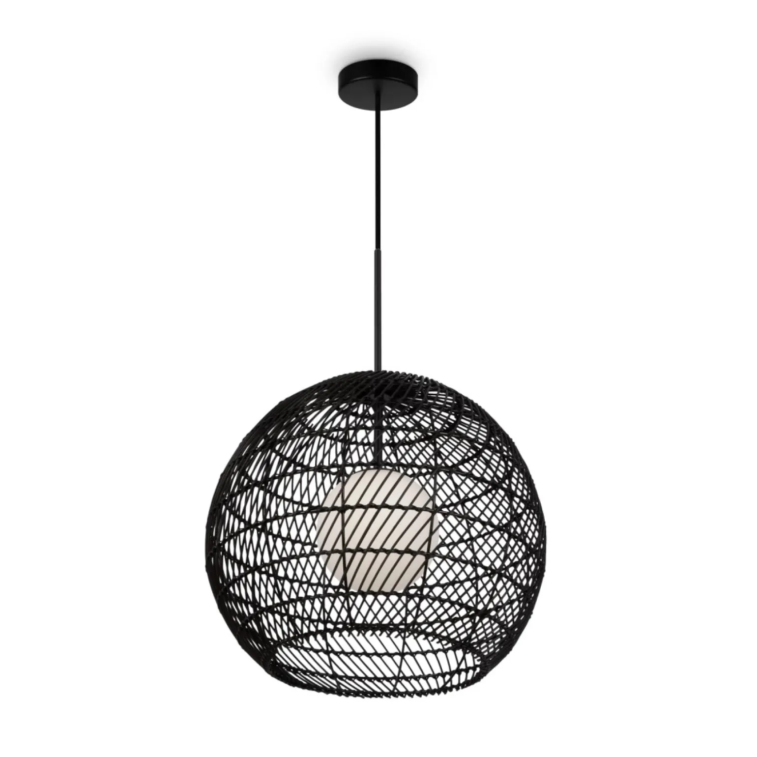 New Lampa wisząca z ciekawym, plecionym kloszem MOD204PL-01B z serii CANE Żyrandole Nowoczesne