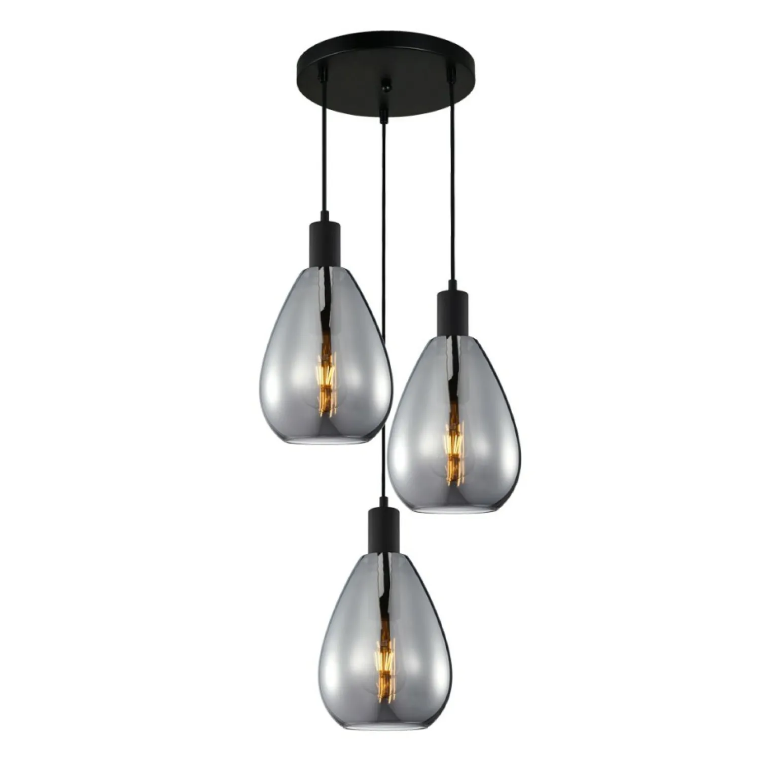 Sale Lampa wisząca z ciekawymi kloszami PND-27812-3A-BK-SG z serii ZULO Żyrandole Nowoczesne