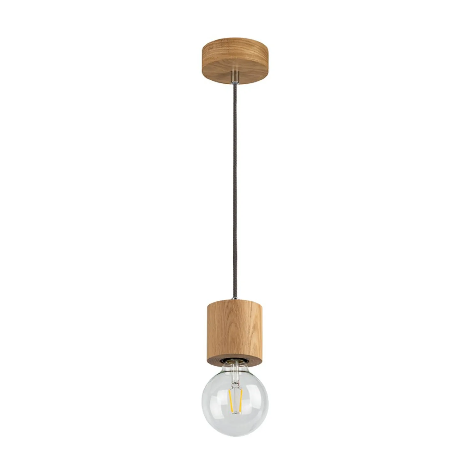 Store Lampa wisząca z drewnianą oprawką, bez klosza 7061174 TRONGO | Kaja Żyrandole Nowoczesne