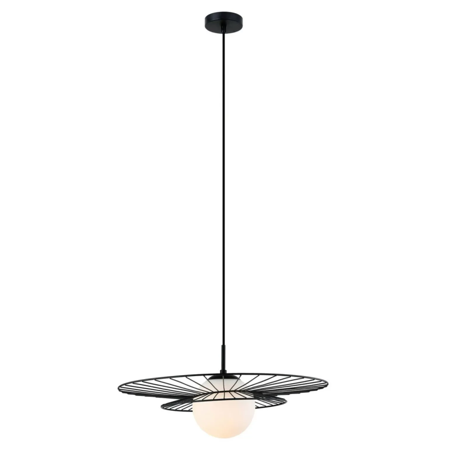 Sale Lampa wisząca z drucianą obręczą MDM-4001/1 BK ALISON | Kaja Żyrandole Nowoczesne