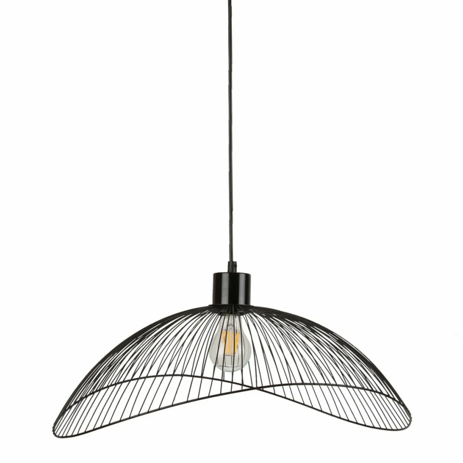 Store Lampa wisząca z drucianym kloszem PND-1702-1-L-B NUNEZ | Kaja Żyrandole Nowoczesne