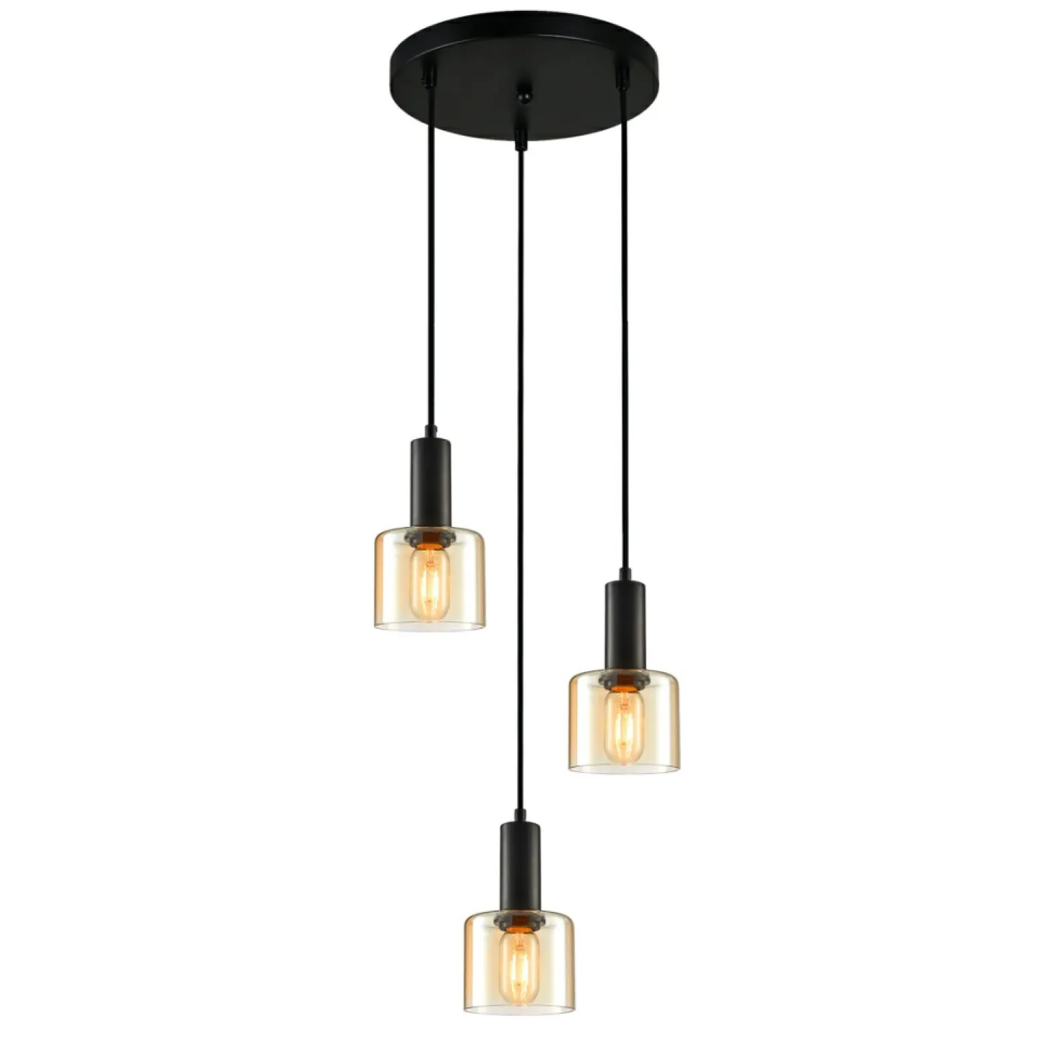 Online Lampa wisząca z kloszami PND-65342-3A-BK+AMB SANTIA | Kaja Oświetlenie Żyrandole Nowoczesne