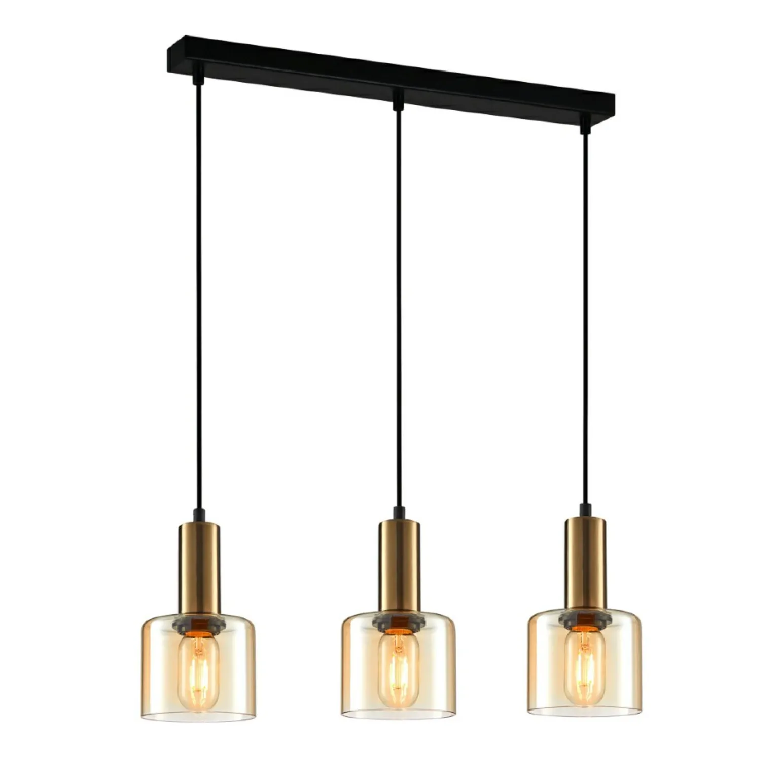 Shop Lampa wisząca z kloszami PND-65342-3-BRO+AMB SANTIA | Kaja Oświetlenie Żyrandole Nowoczesne