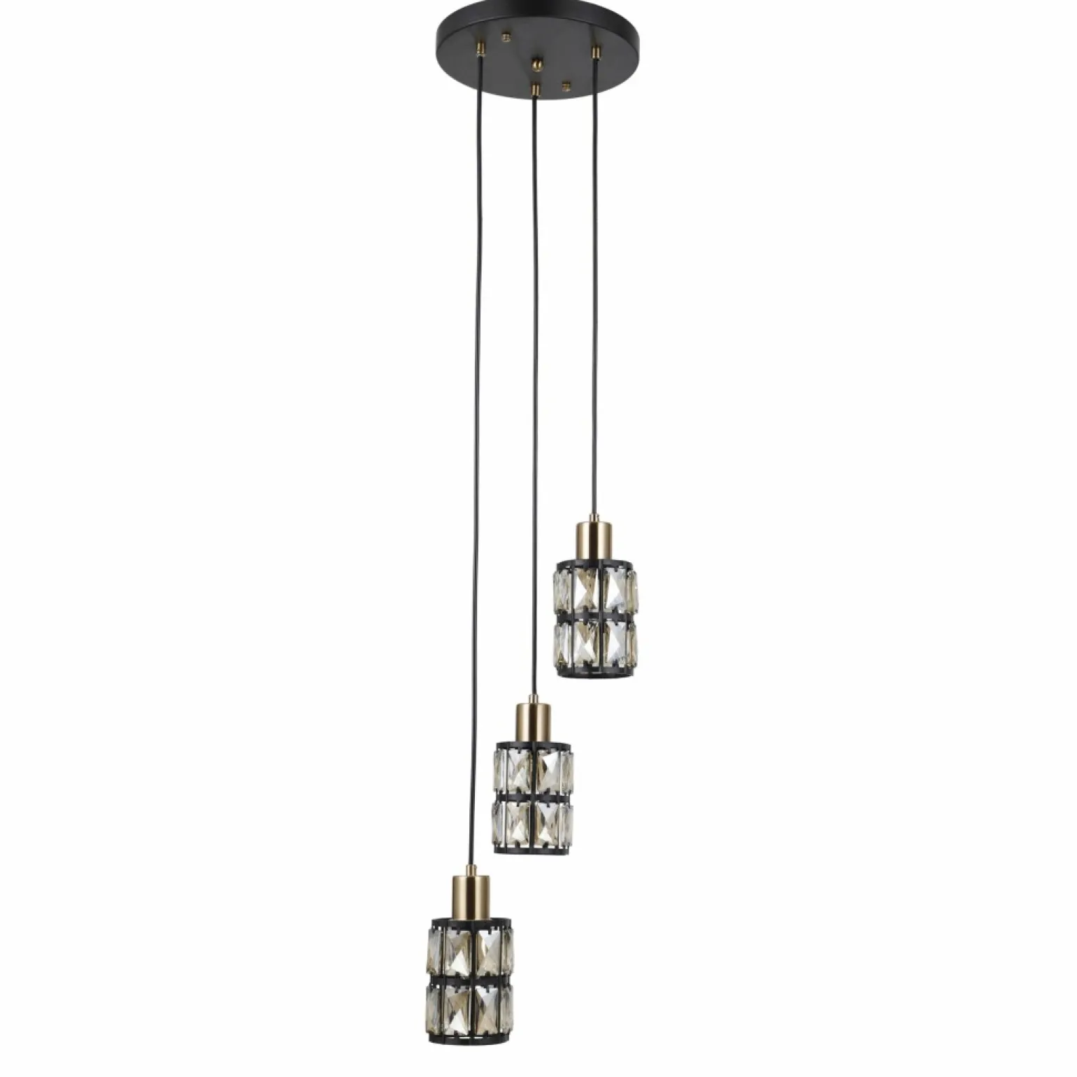 Online Lampa wisząca z kryształowymi kloszami PND-44236-3-BK-GD z serii MENFI Żyrandole Nowoczesne
