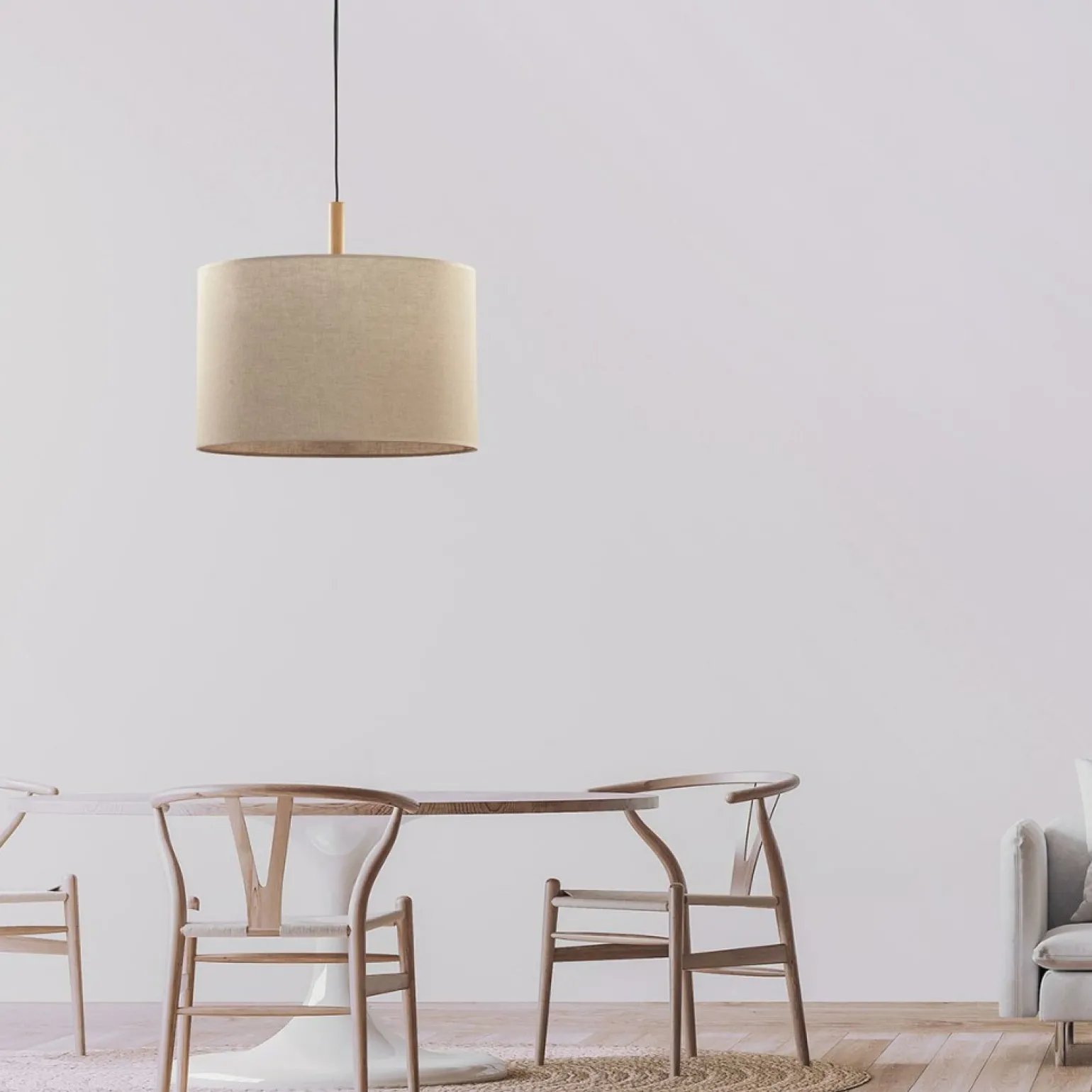 Cheap Lampa wisząca z lnianym abażurem TK 6107 DEVA | Kaja Oświetlenie Żyrandole Nowoczesne