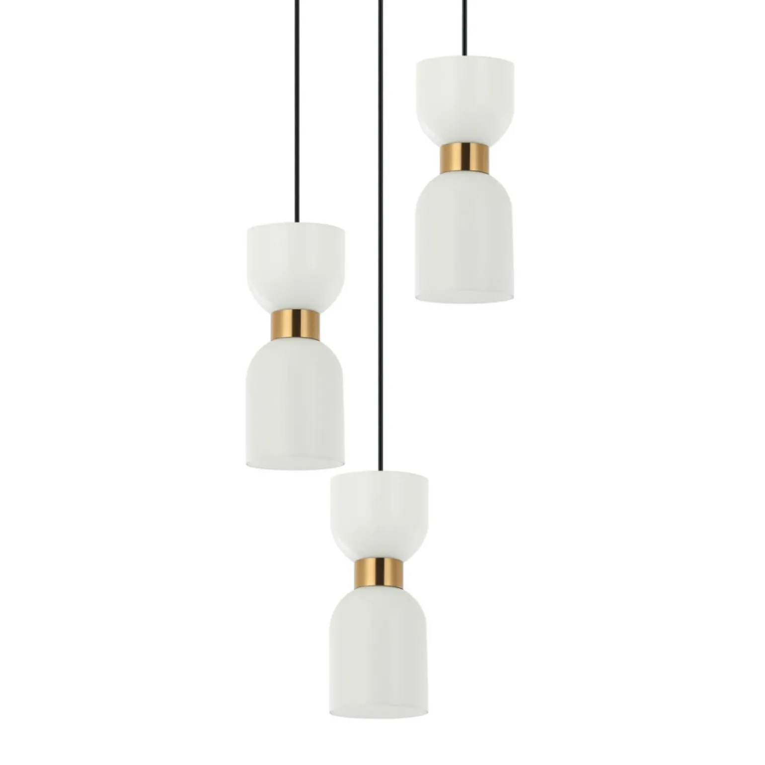 Hot Lampa wisząca z ozdobnymi kloszami PND-57602-3-BK+BRO MONZA | Kaja Żyrandole Nowoczesne