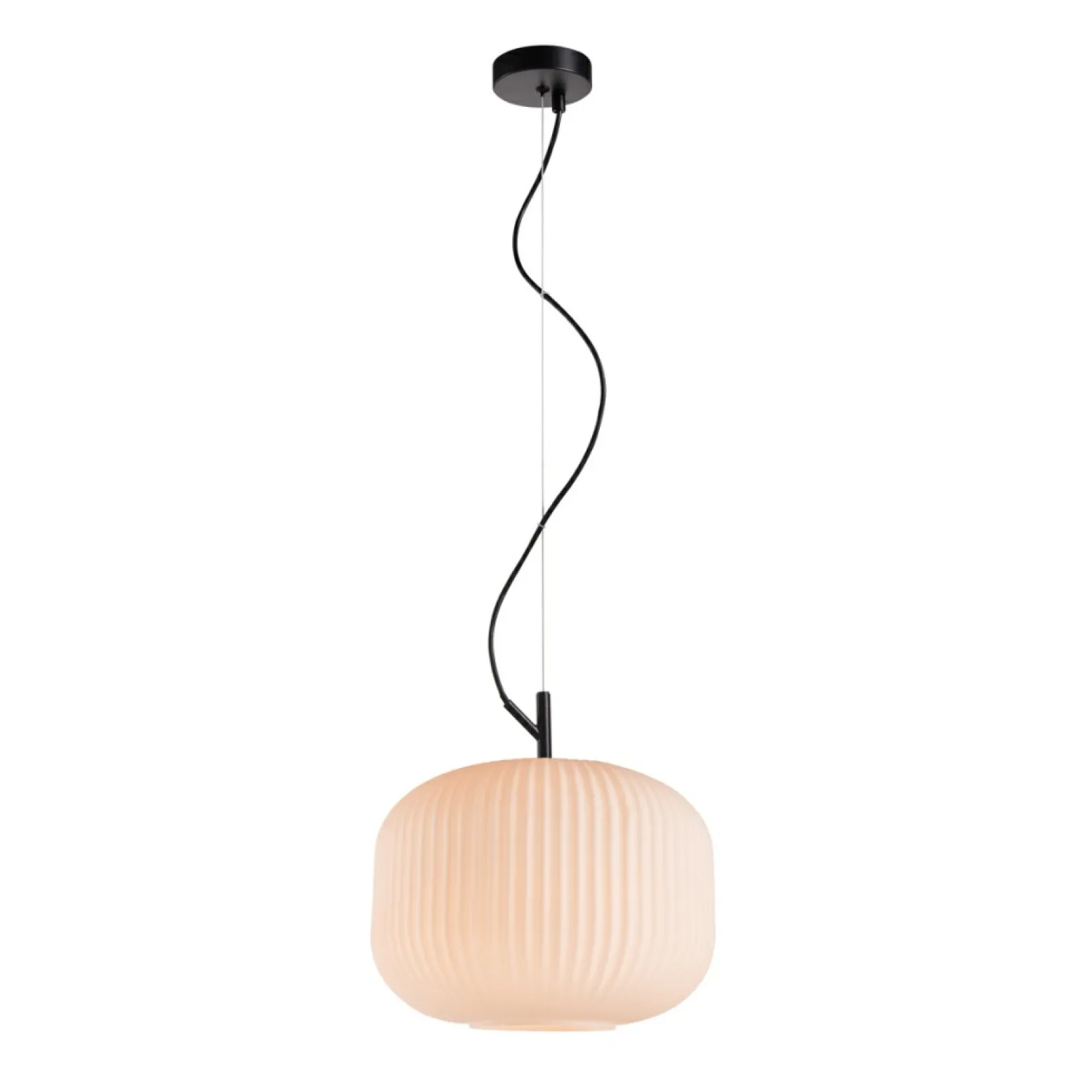 Discount Lampa wisząca z ryflowanym kloszem PND-64536B-L-BL-OPA RUES | Kaja Żyrandole Nowoczesne