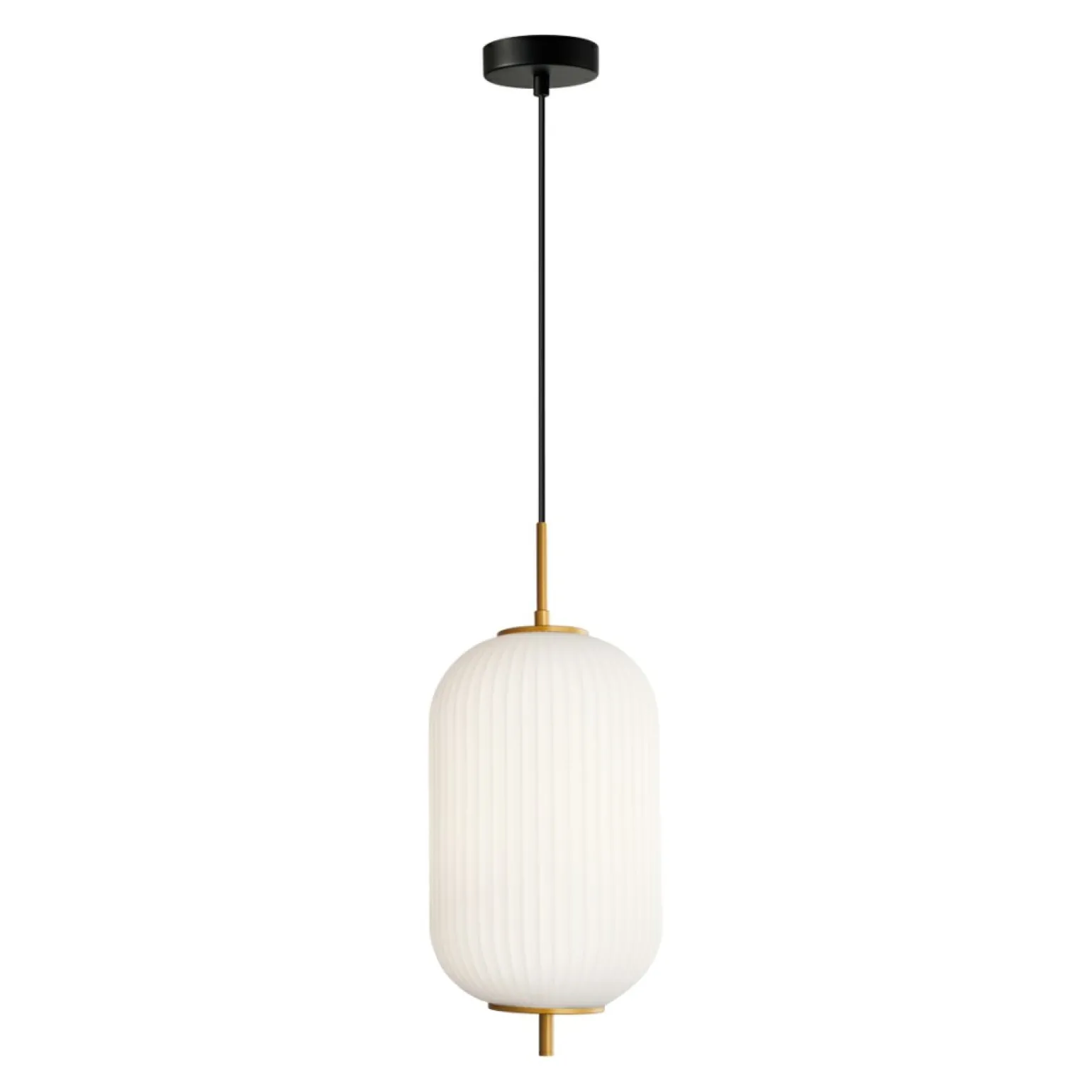 Flash Sale Lampa wisząca z ryflowanym szkłem PND-28798-1-GD-WH z serii OLMETO Żyrandole Nowoczesne