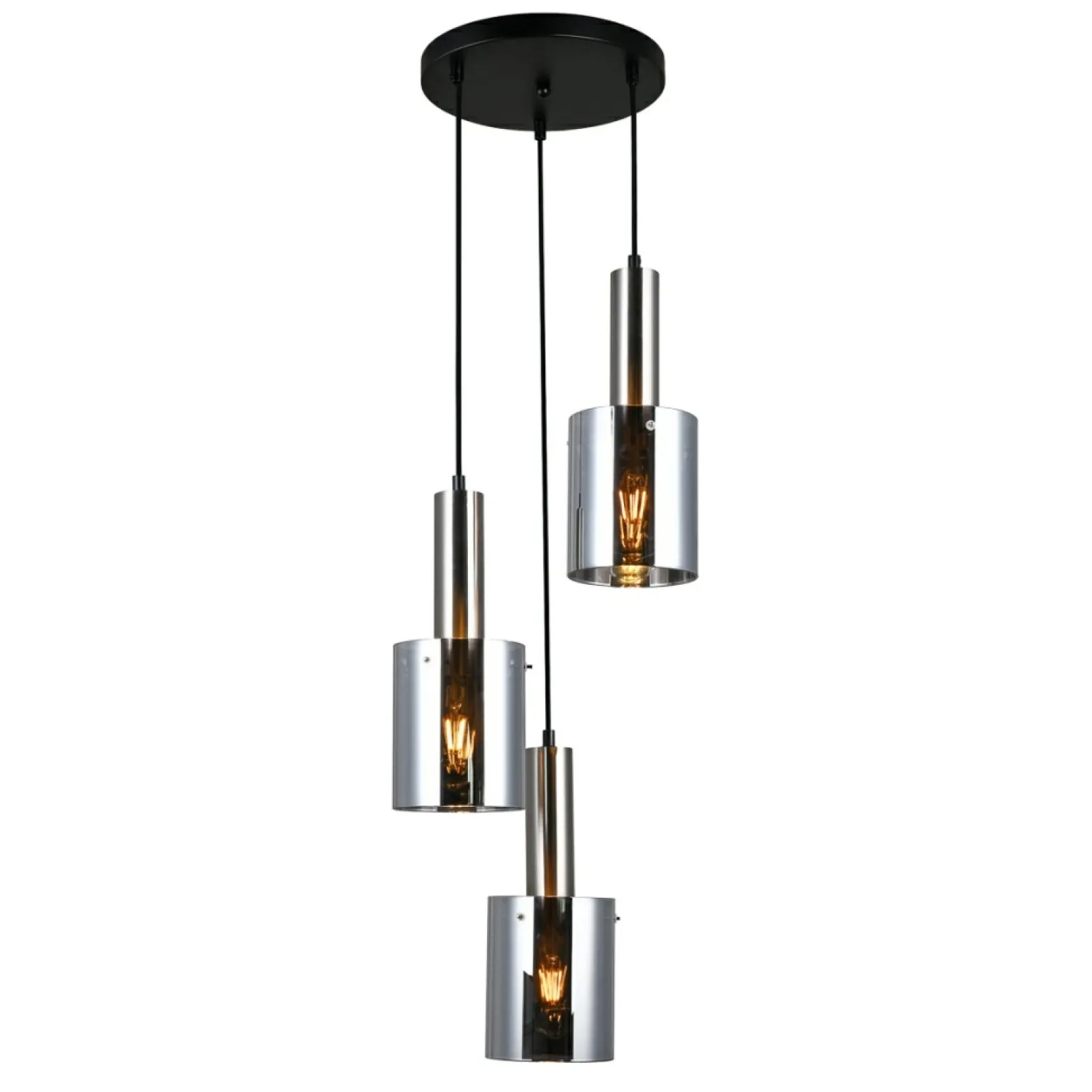 Fashion Lampa wisząca z szarymi kloszami PND-5581-3A-SC+SG SARDO | Kaja Żyrandole Nowoczesne