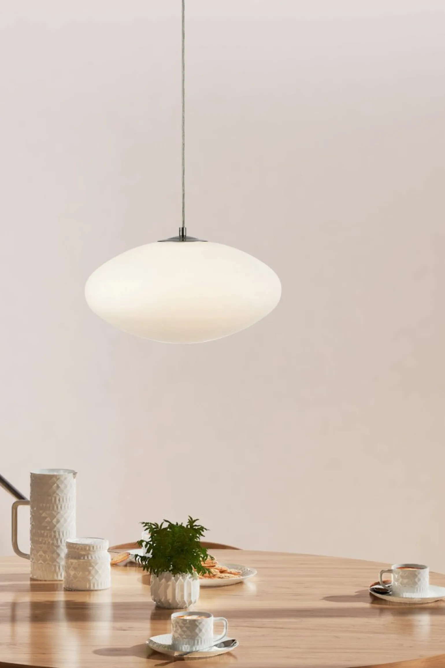 Outlet Lampa wisząca ze spłaszczonym, białym kloszem 108437 z serii LOCUS Żyrandole Nowoczesne