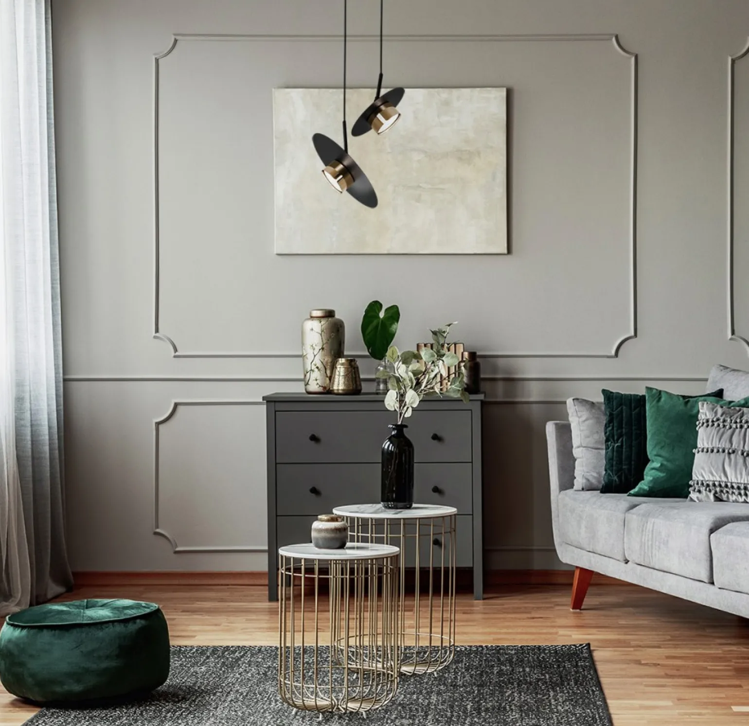 Shop Lampa wisząca ze złotą oprawką na żarówkę GX53 K-5455 z serii BURGAS Żyrandole Nowoczesne